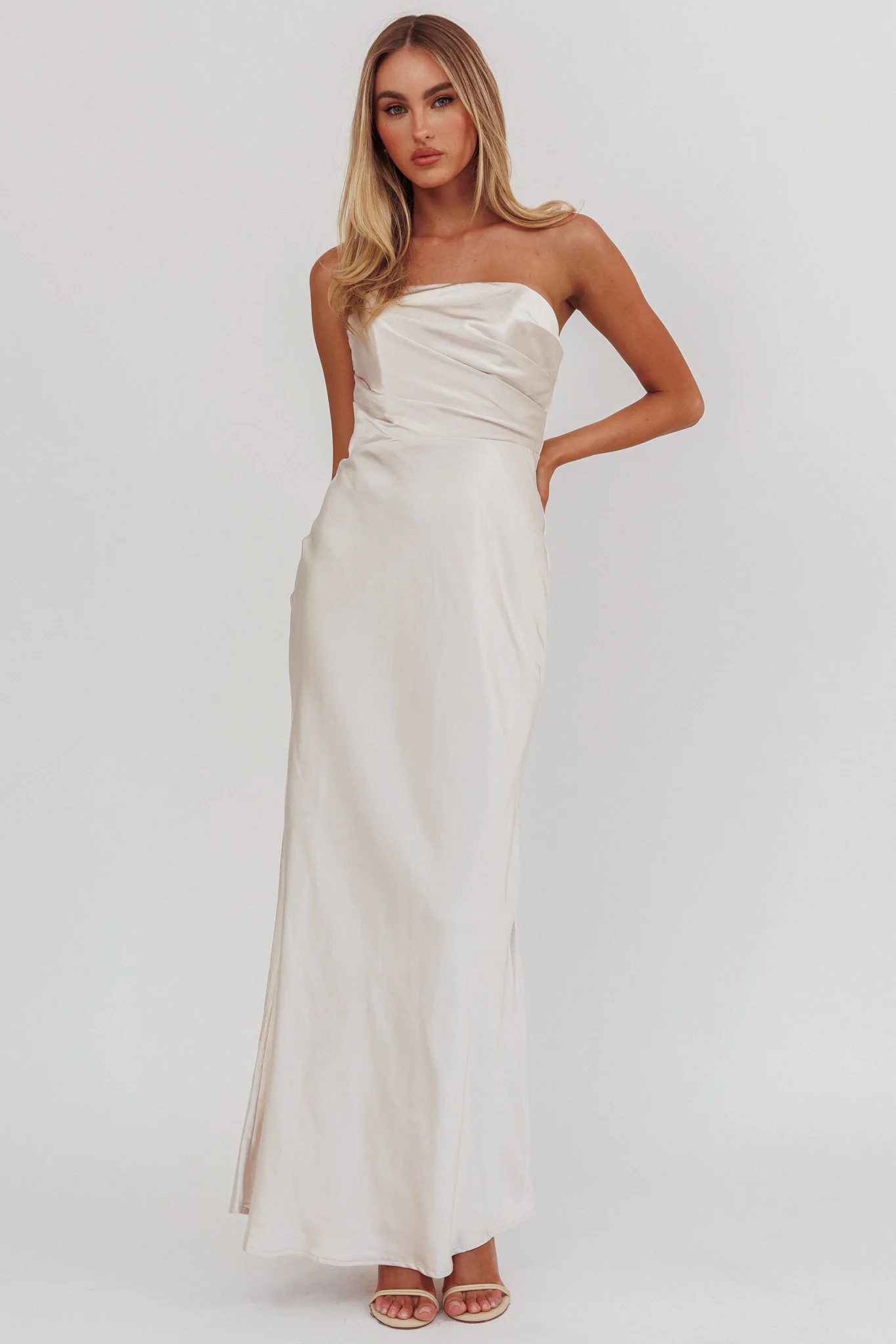 City Of Stars Strapless Maxi Dress Champagne - Image 5