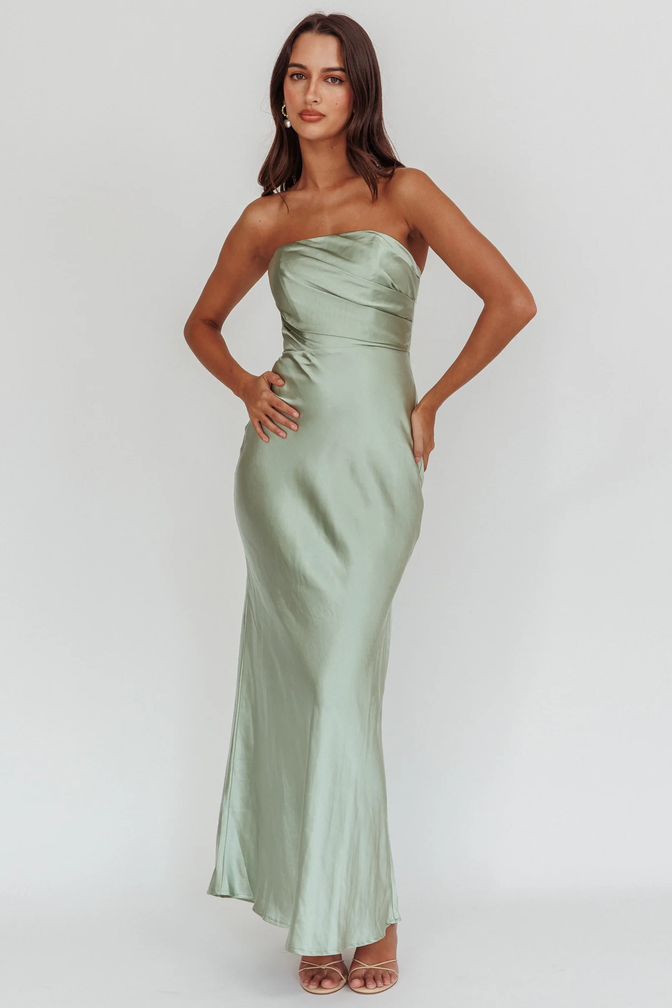 City Of Stars Strapless Maxi Dress Pistachio - Image 3