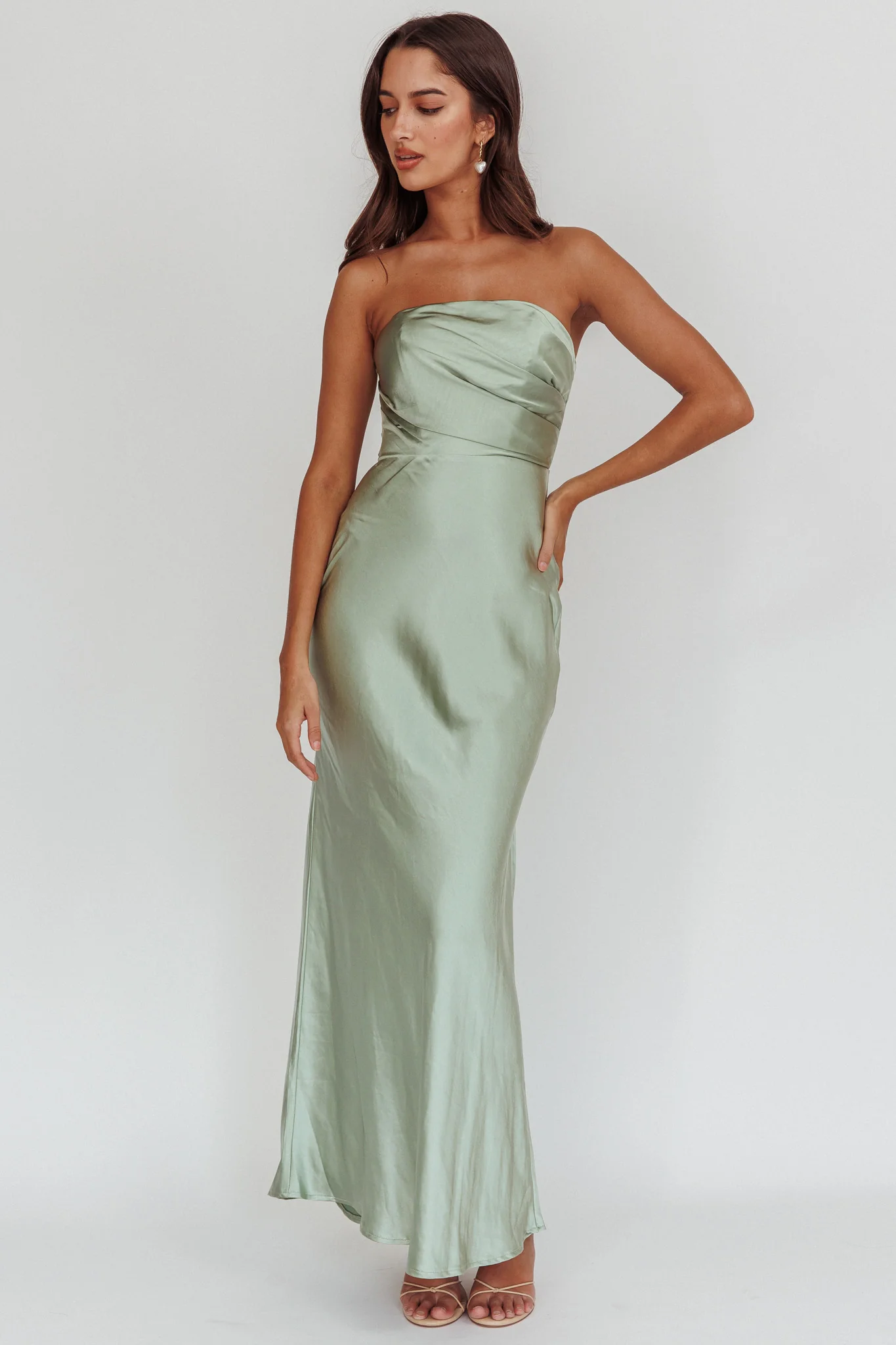 City Of Stars Strapless Maxi Dress Pistachio - Image 5
