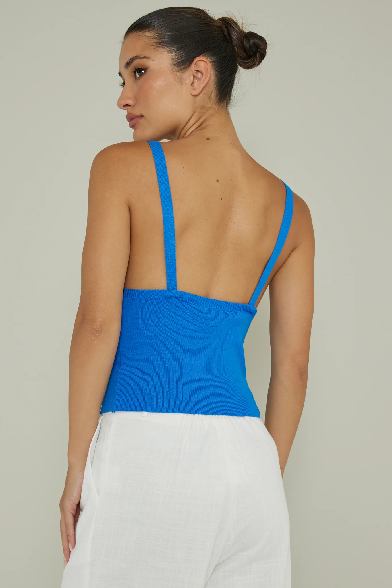 City V-Neck Knit Top Blue - Image 2