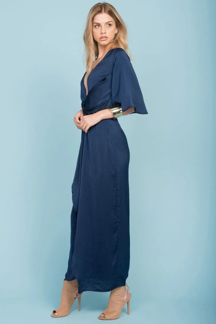 Cleo High Center Slit Dress Navy - Image 4