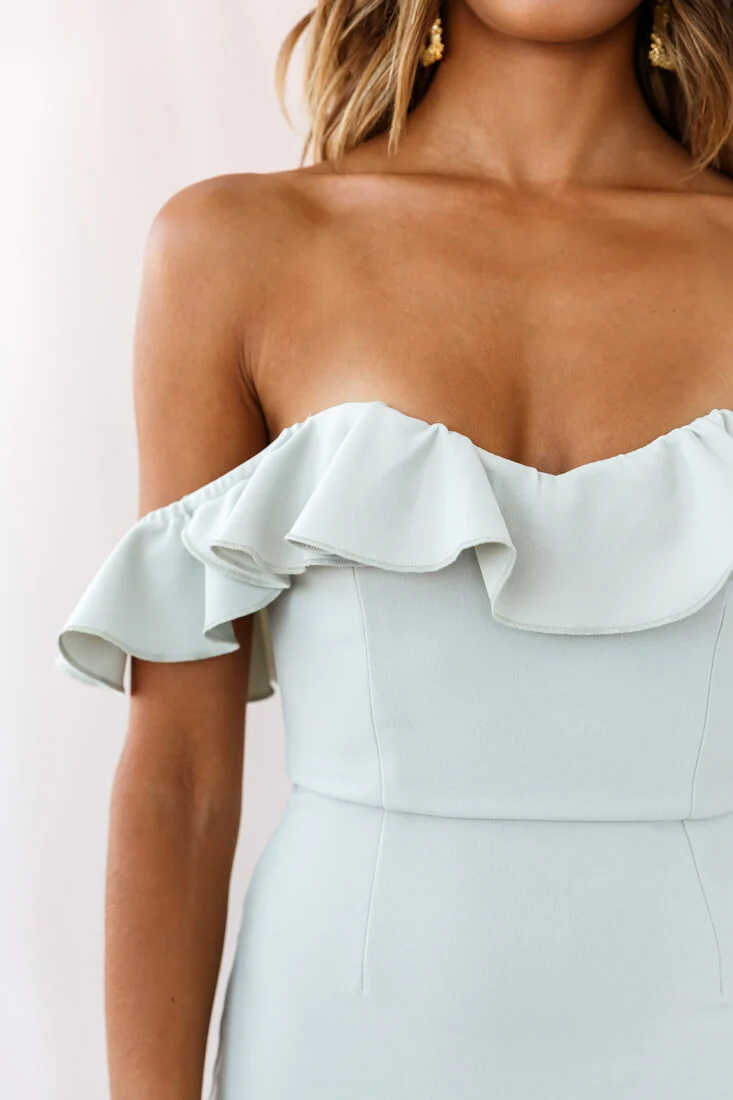 Cloud 9 Bardot Neckline Corset Back Dress Sage - Image 13