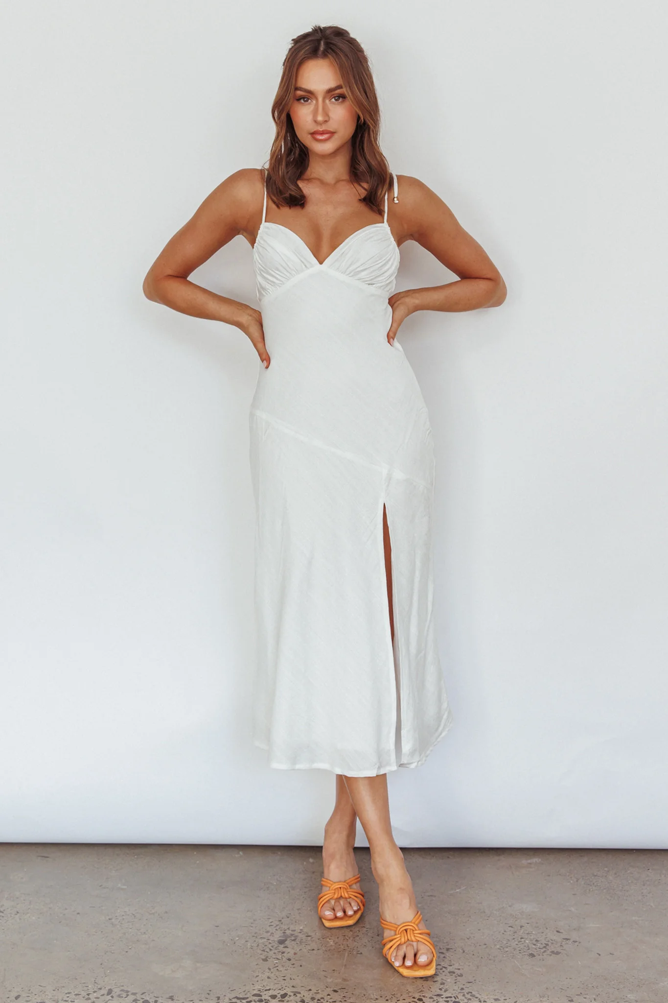 Clovelly Tied Shoulder Midi Dress White - Image 3