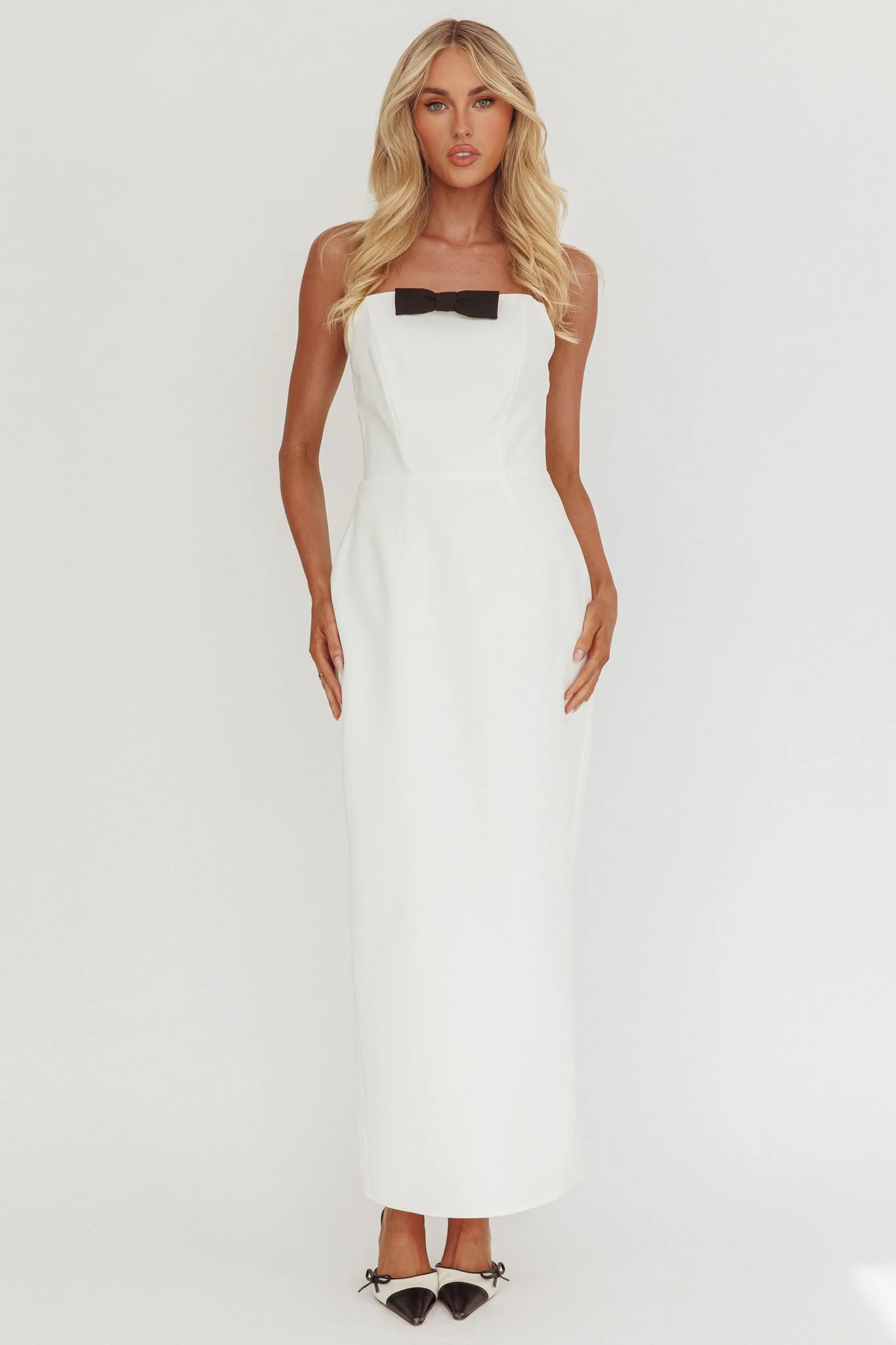 Cocktail Party Strapless Bow Bust Maxi Dress White - Image 5