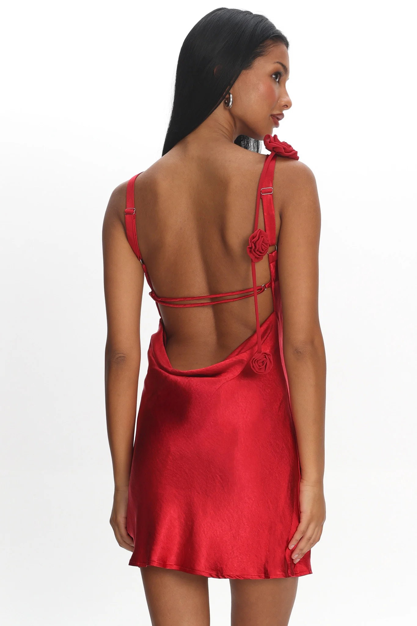 Collecting Memories Backless Rosette String Mini Dress Red - Image 3
