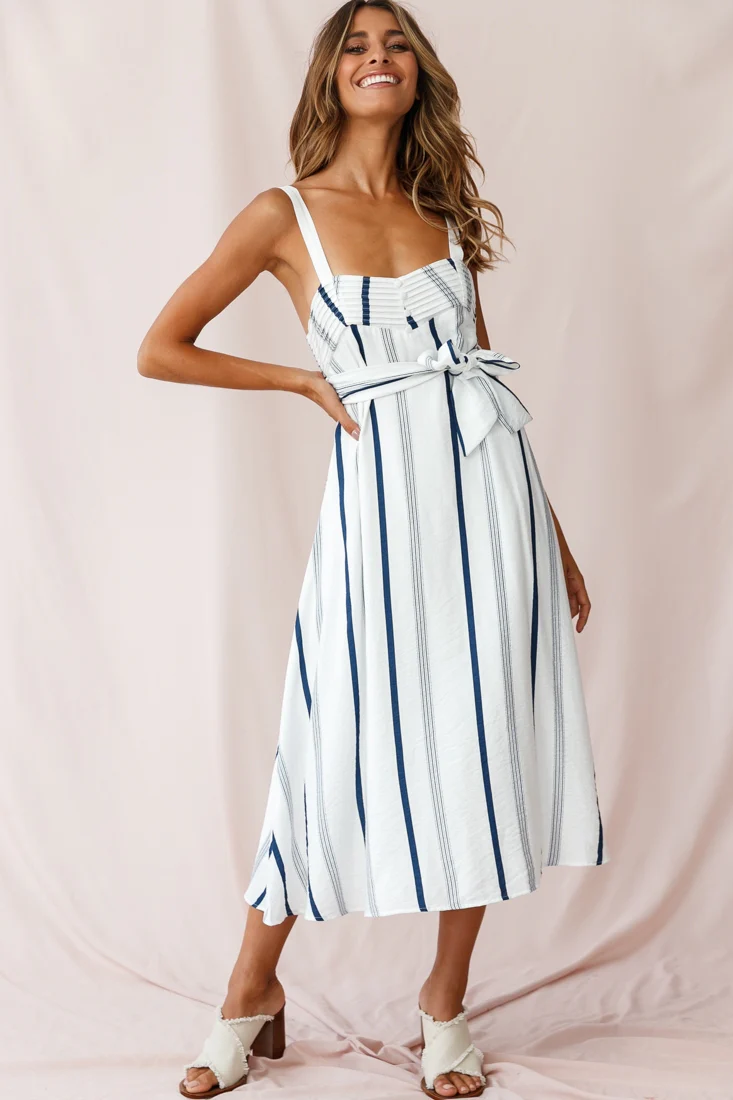 Colmar Wide Strap Midi Dress Navy - Image 2