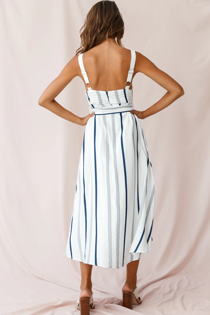 Colmar Wide Strap Midi Dress Navy - Image 3