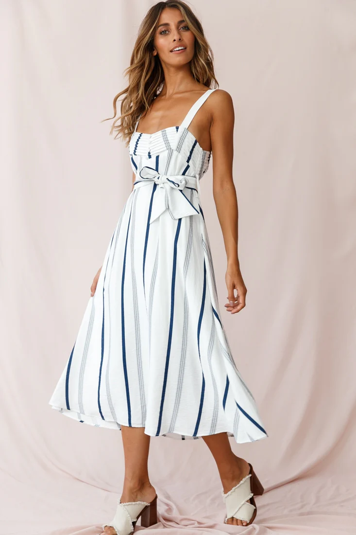 Colmar Wide Strap Midi Dress Navy - Image 5