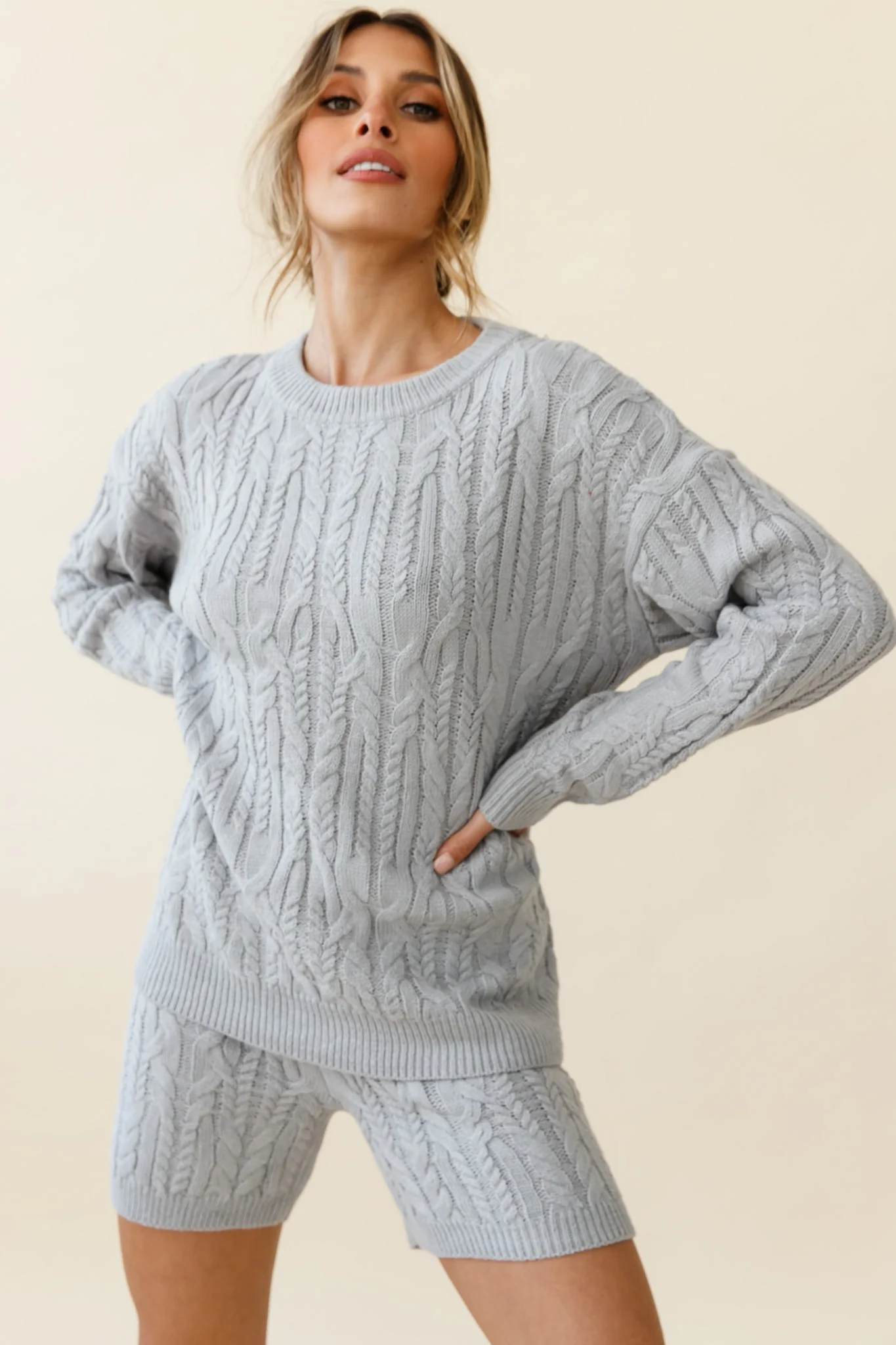 Colorado Cable Knit Sweater Grey - Image 6