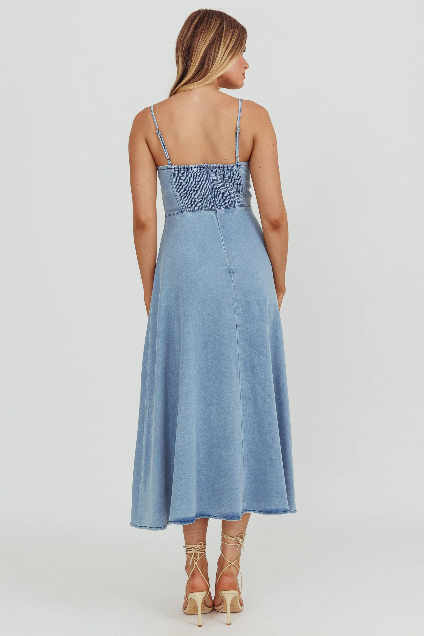 Comet A-Line Midi Dress Light Denim - Image 2