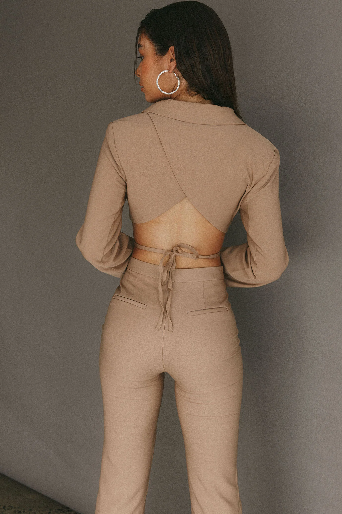 Confessions Crop Tied Blazer Camel - Image 2