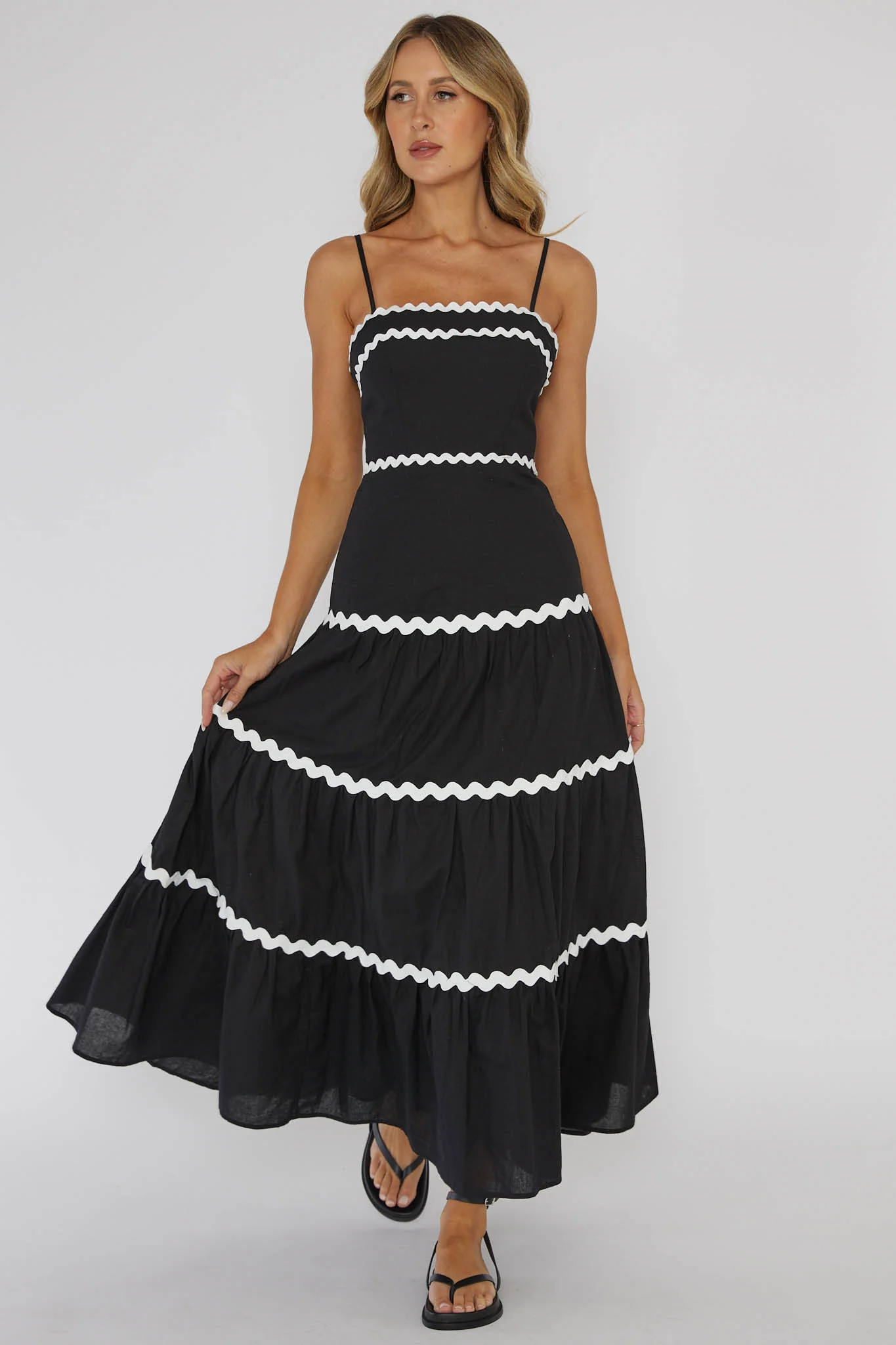 Confidante Ric Rac Trim Maxi Dress Black - Image 3