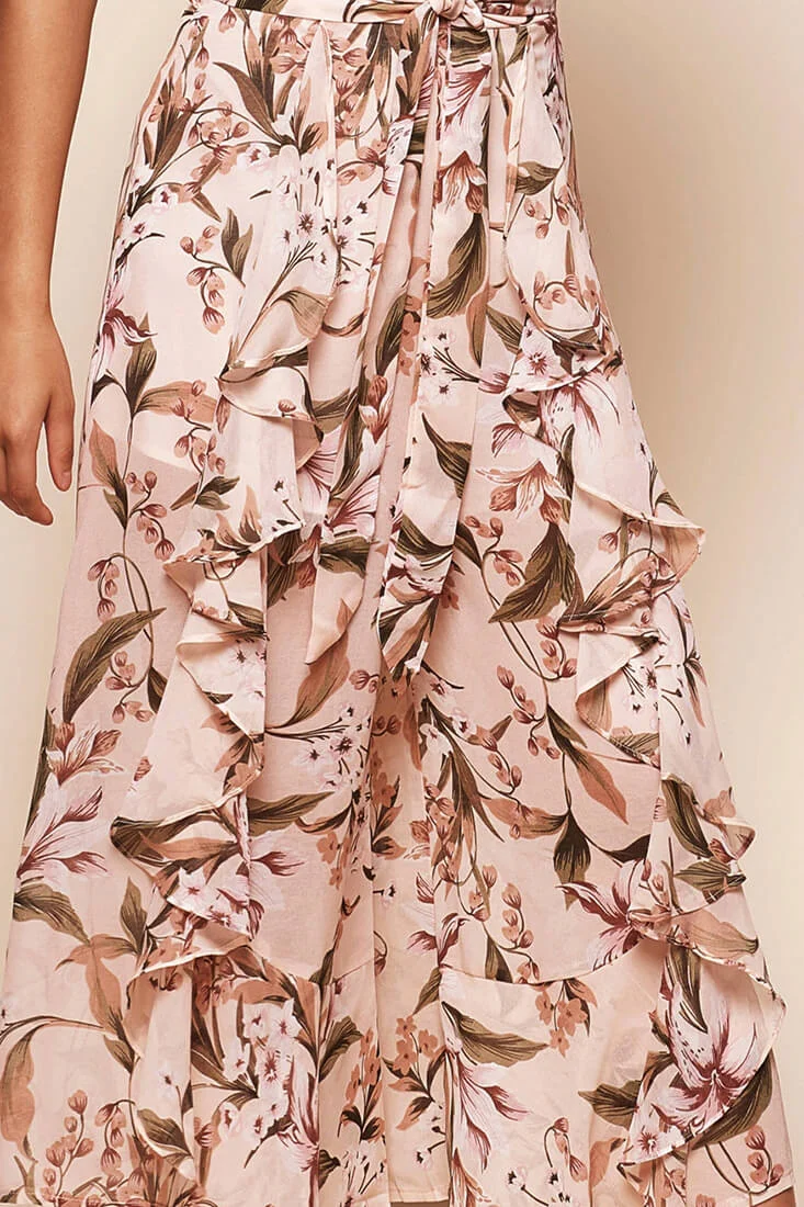 Constance Wide Leg Ruffle Pants Nude Print - Image 6