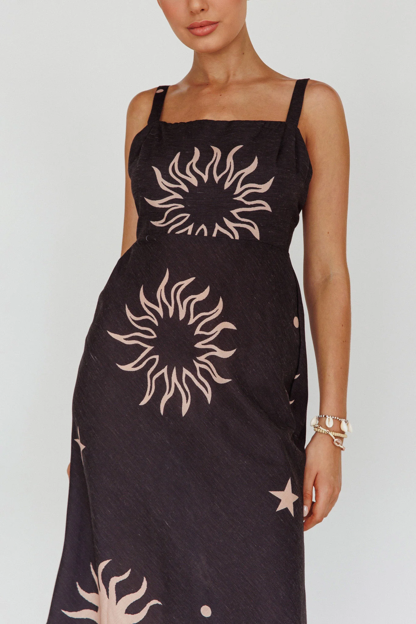 Coucou Square Neckline Midi Dress Celestial Print - Image 4