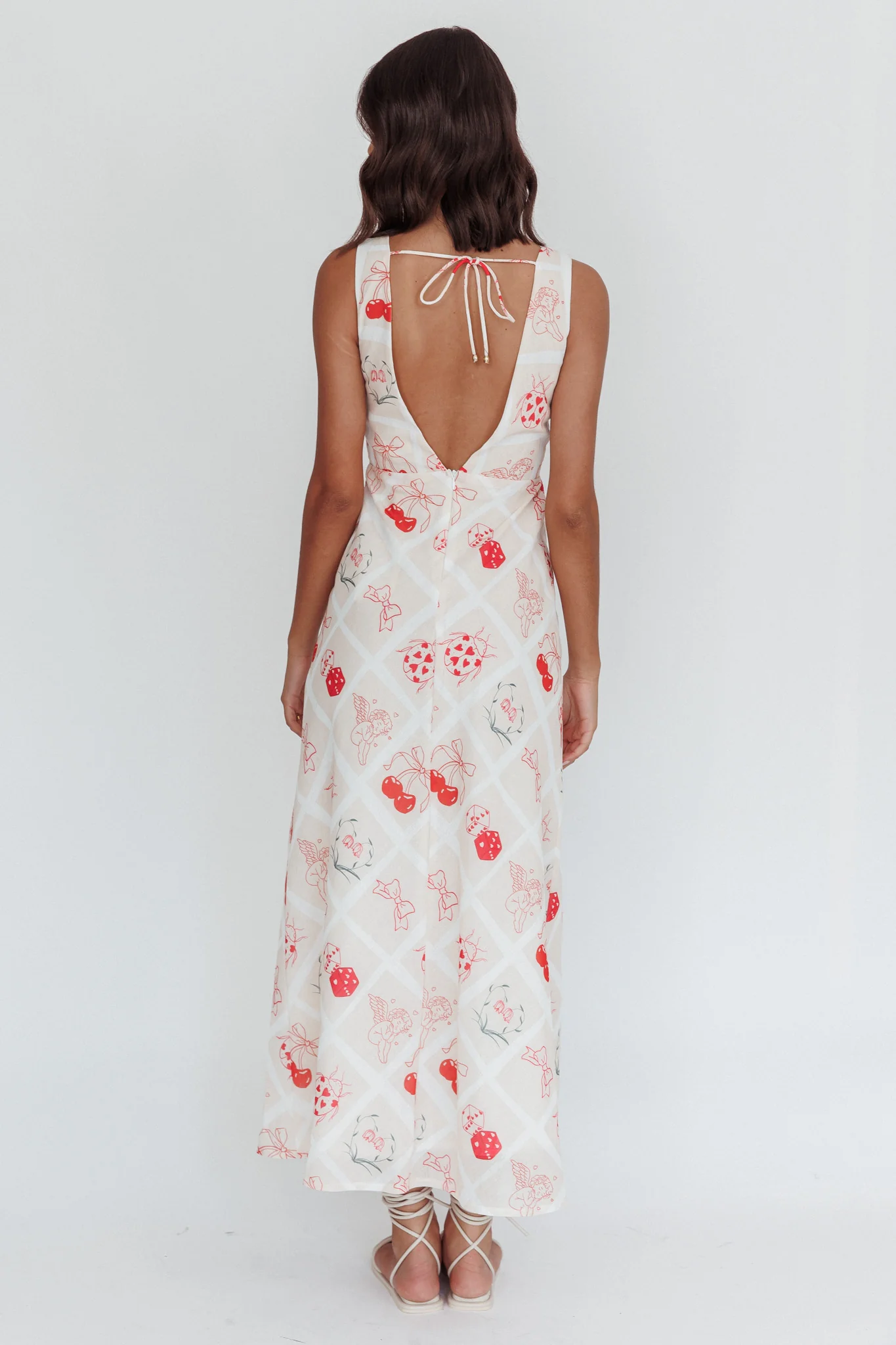 Coucou V-Neckline Maxi Dress Print Beige - Image 3