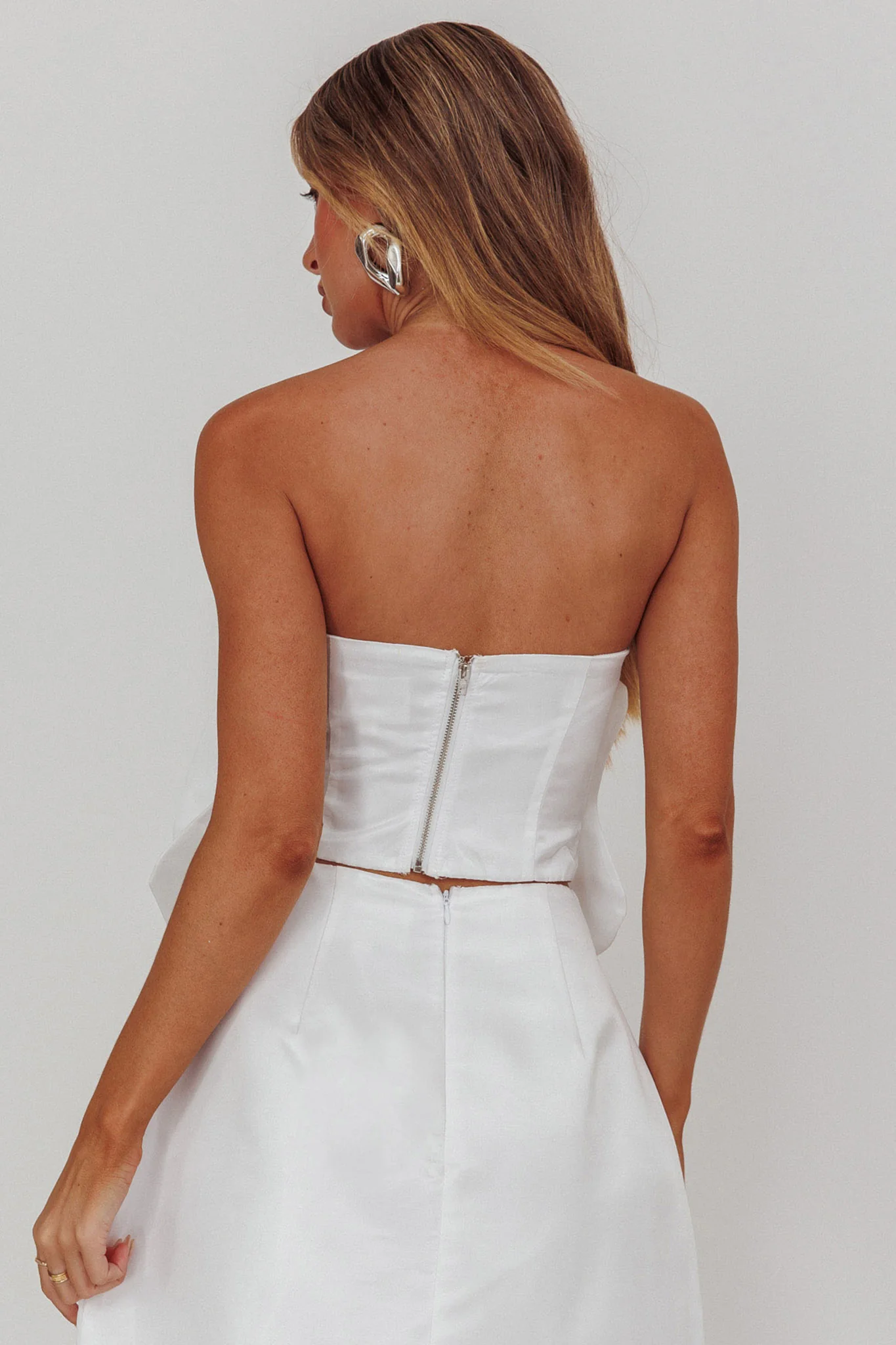 Count Down Rose Feature Strapless Top White - Image 2