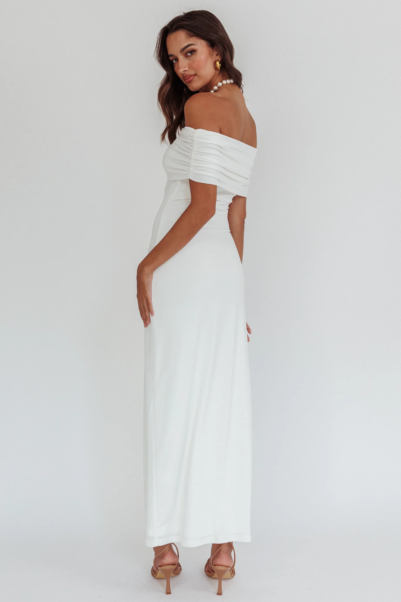 Cruising Sunset Off Shoulder Dress Off White - Image 3