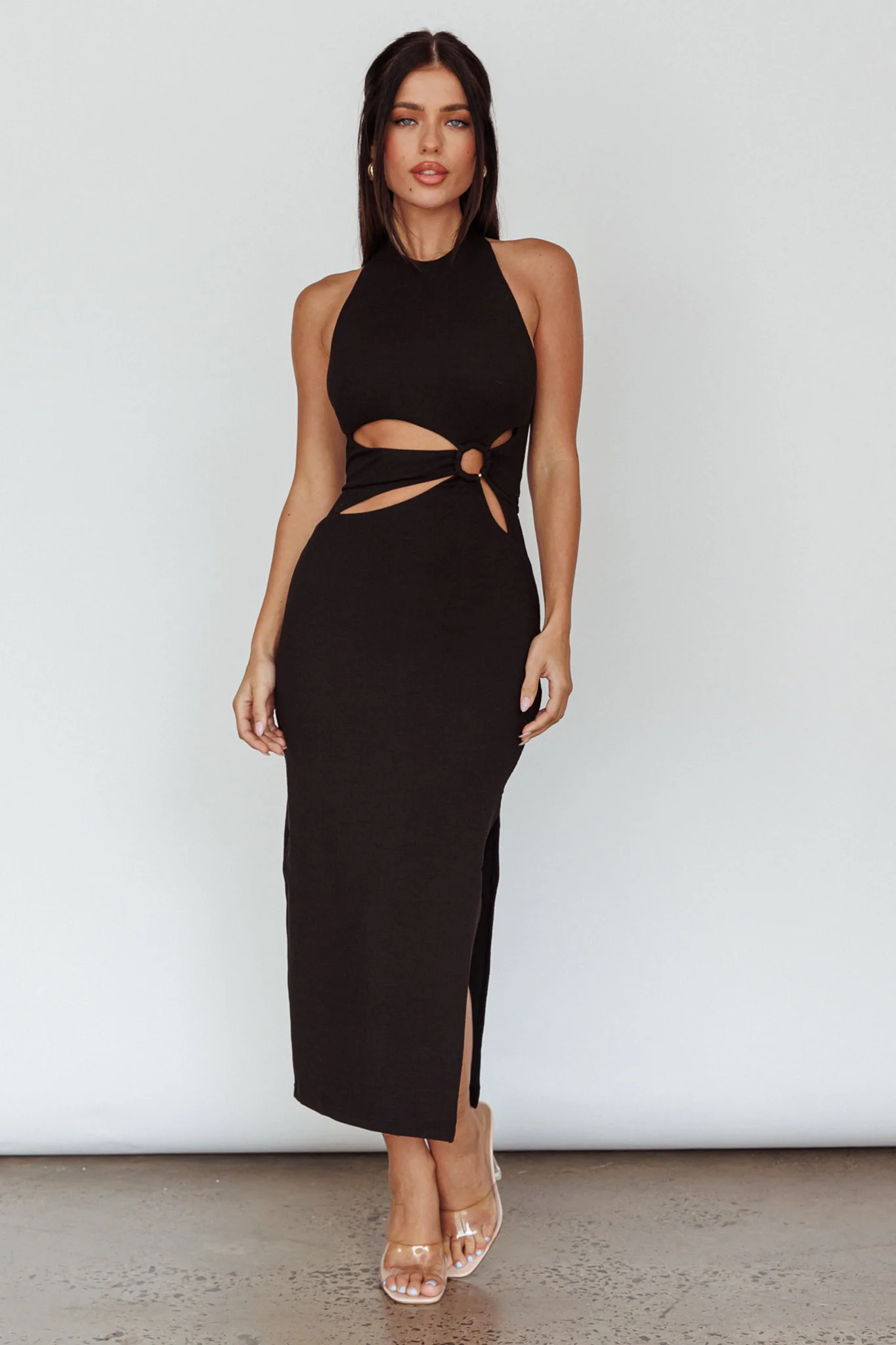 Crystal Skies Cut-Out Feature Midi Dress Black - Image 3