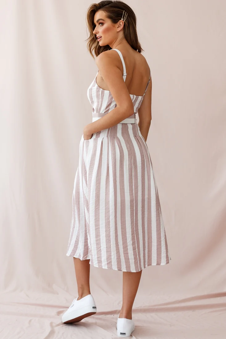 Crystal Tied Knot Belt Midi Dress Blush - Image 3