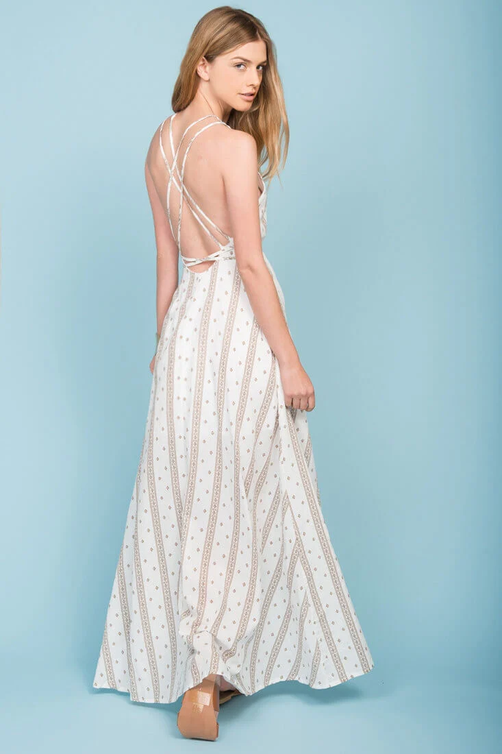 Cyrene Open Back Lace Up Maxi White - Image 5