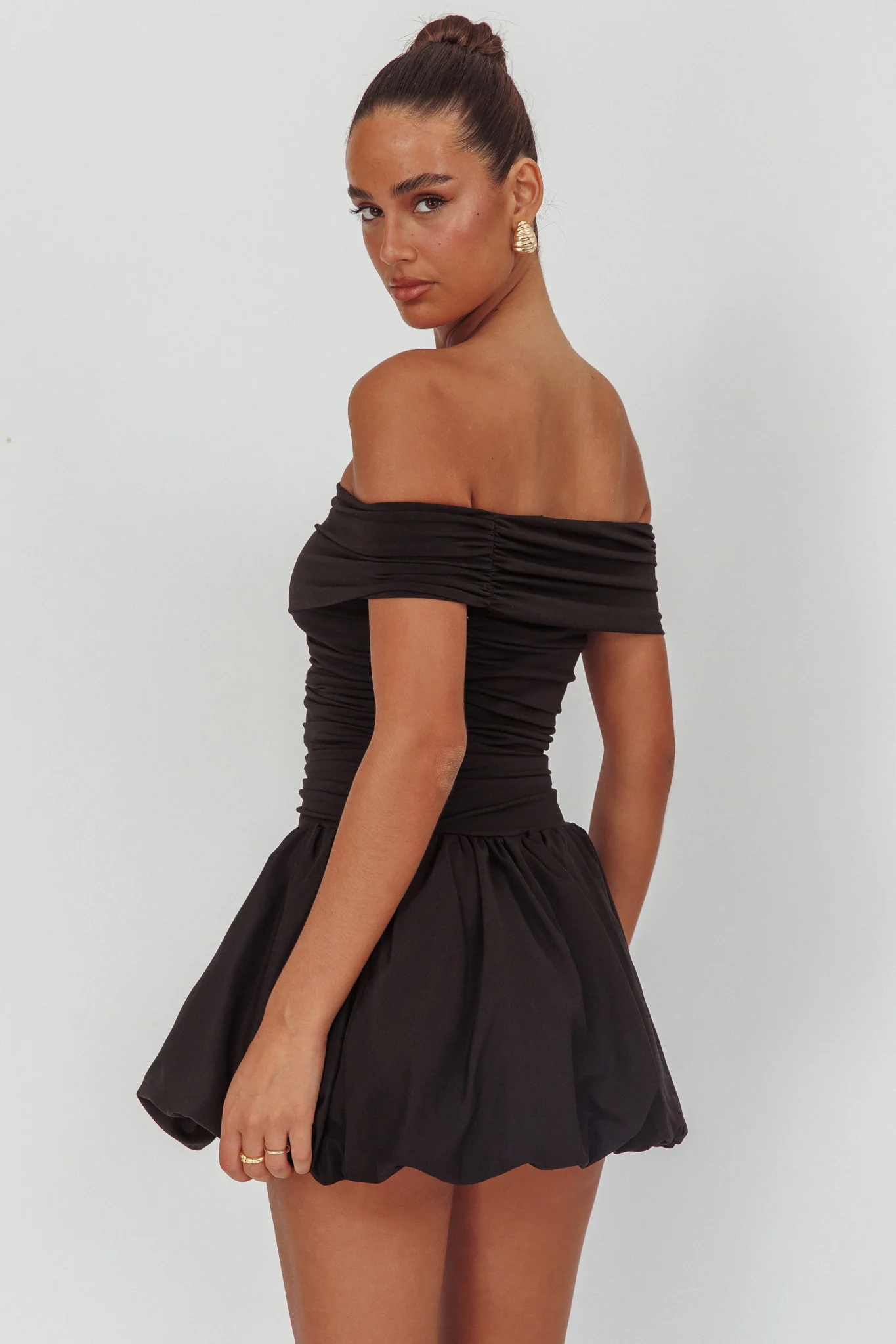 Dalayla Off-Shoulder Mini Dress Black - Image 2