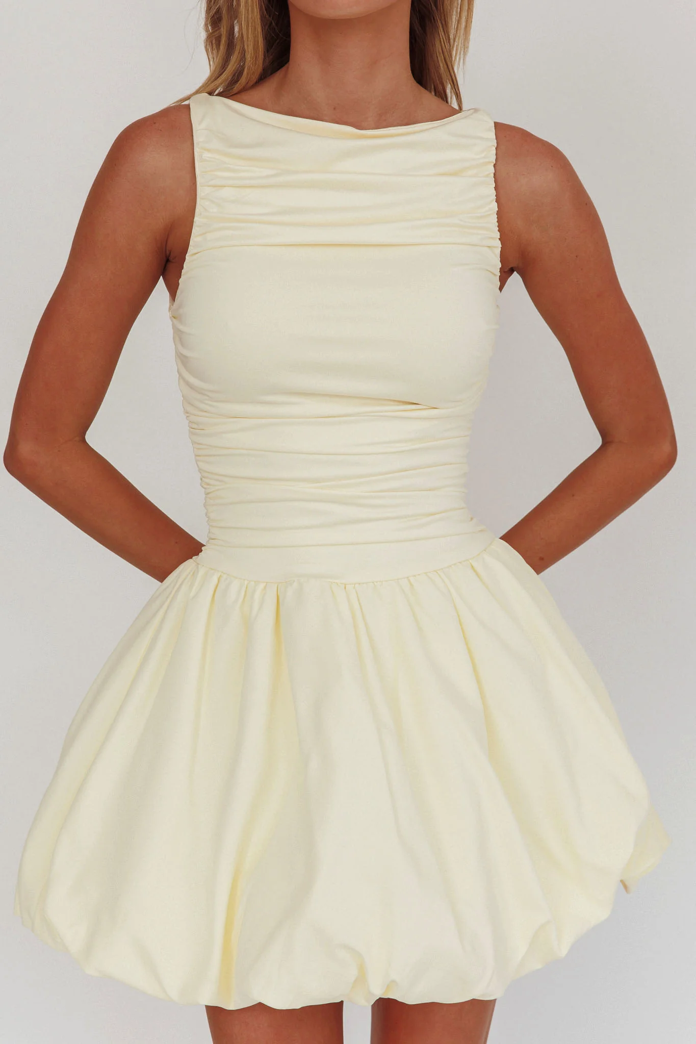 Dalayla Sleeveless Balloon Skirt Mini Dress Butter - Image 4