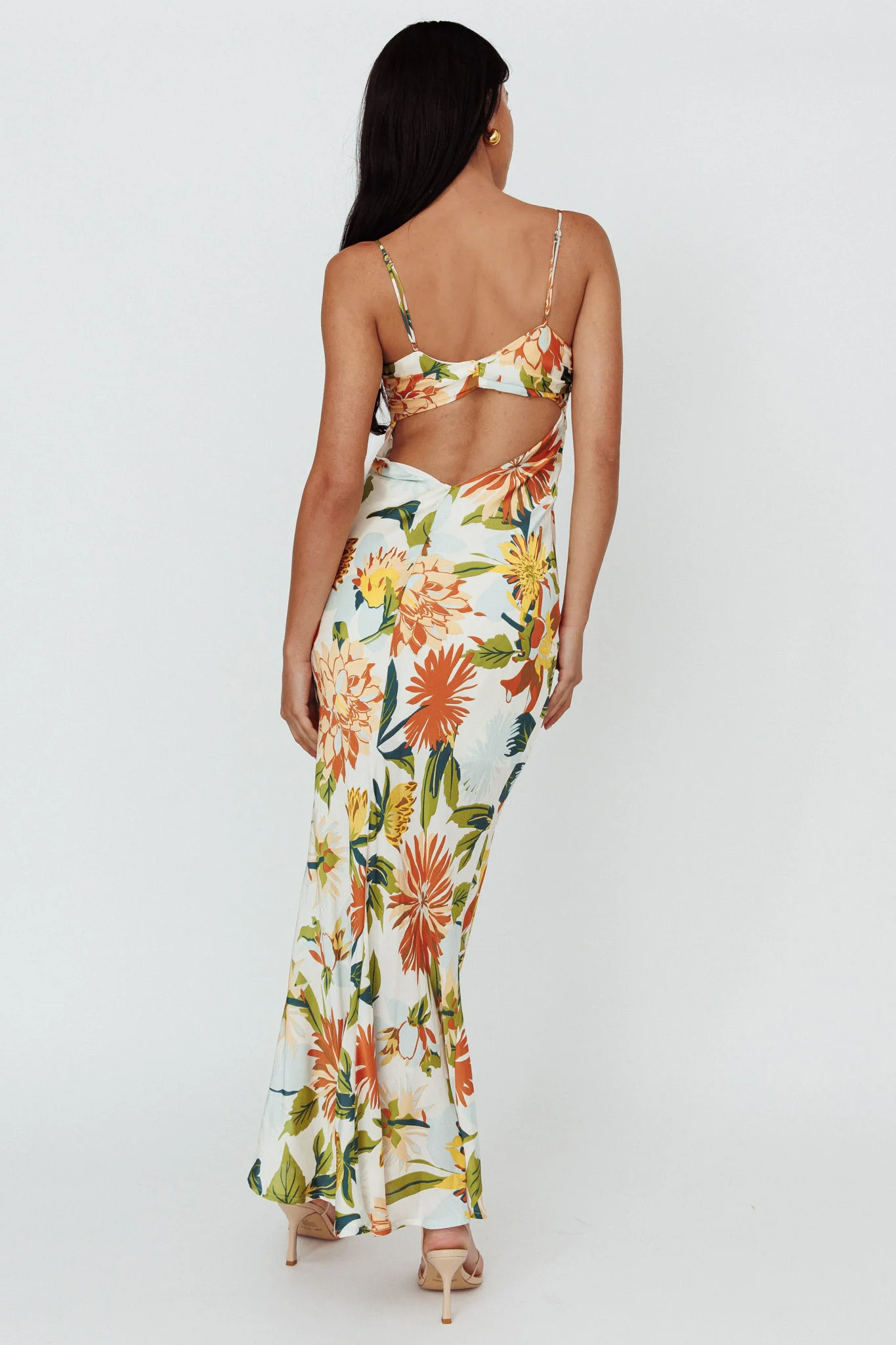 Dance Again Cut-Out Back Maxi Dress Floral Green - Image 2