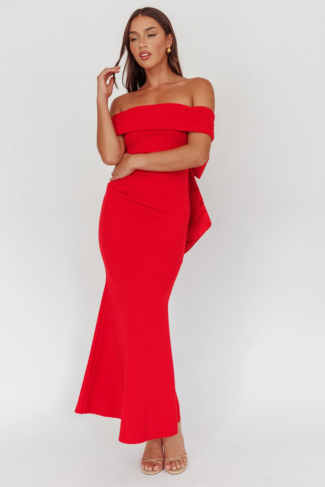 Dancing Queens Bow Back Maxi Dress Red - Image 5