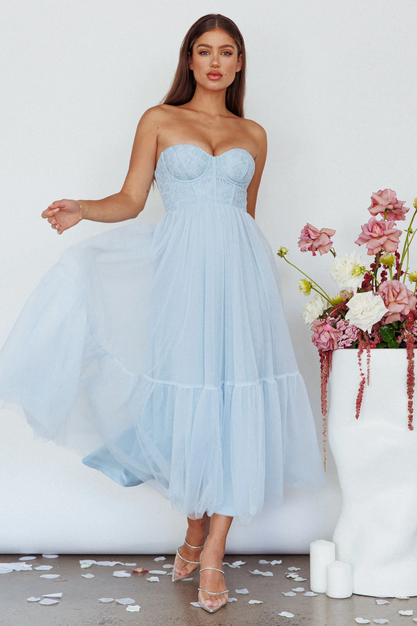 Dancing With Me Sweetheart Tulle Midi Dress Blue - Image 3