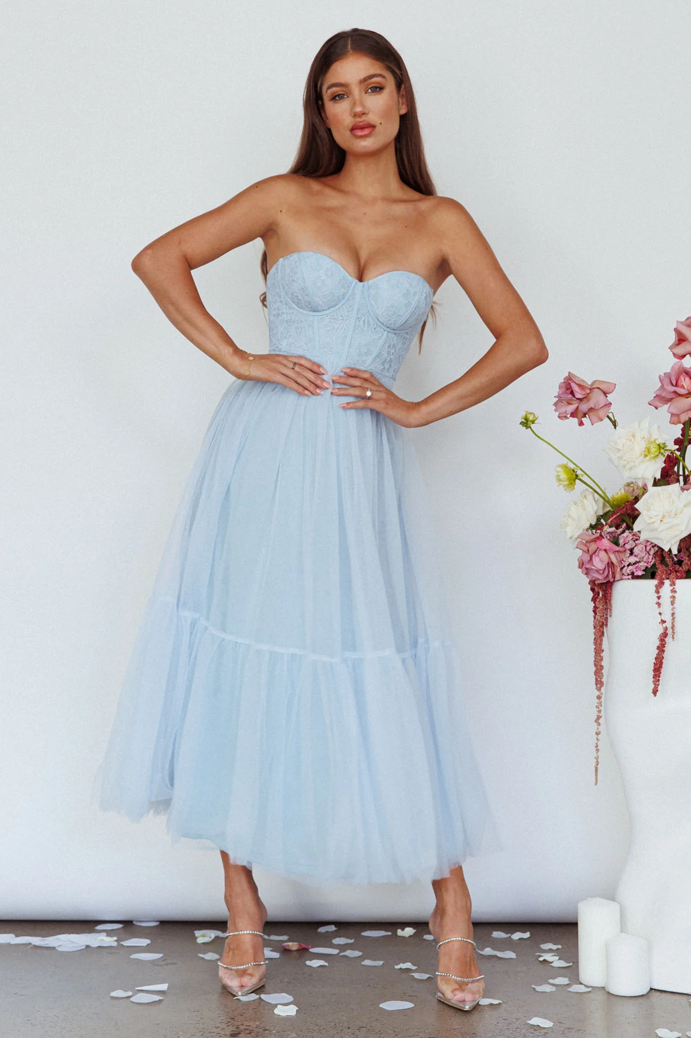 Dancing With Me Sweetheart Tulle Midi Dress Blue - Image 4