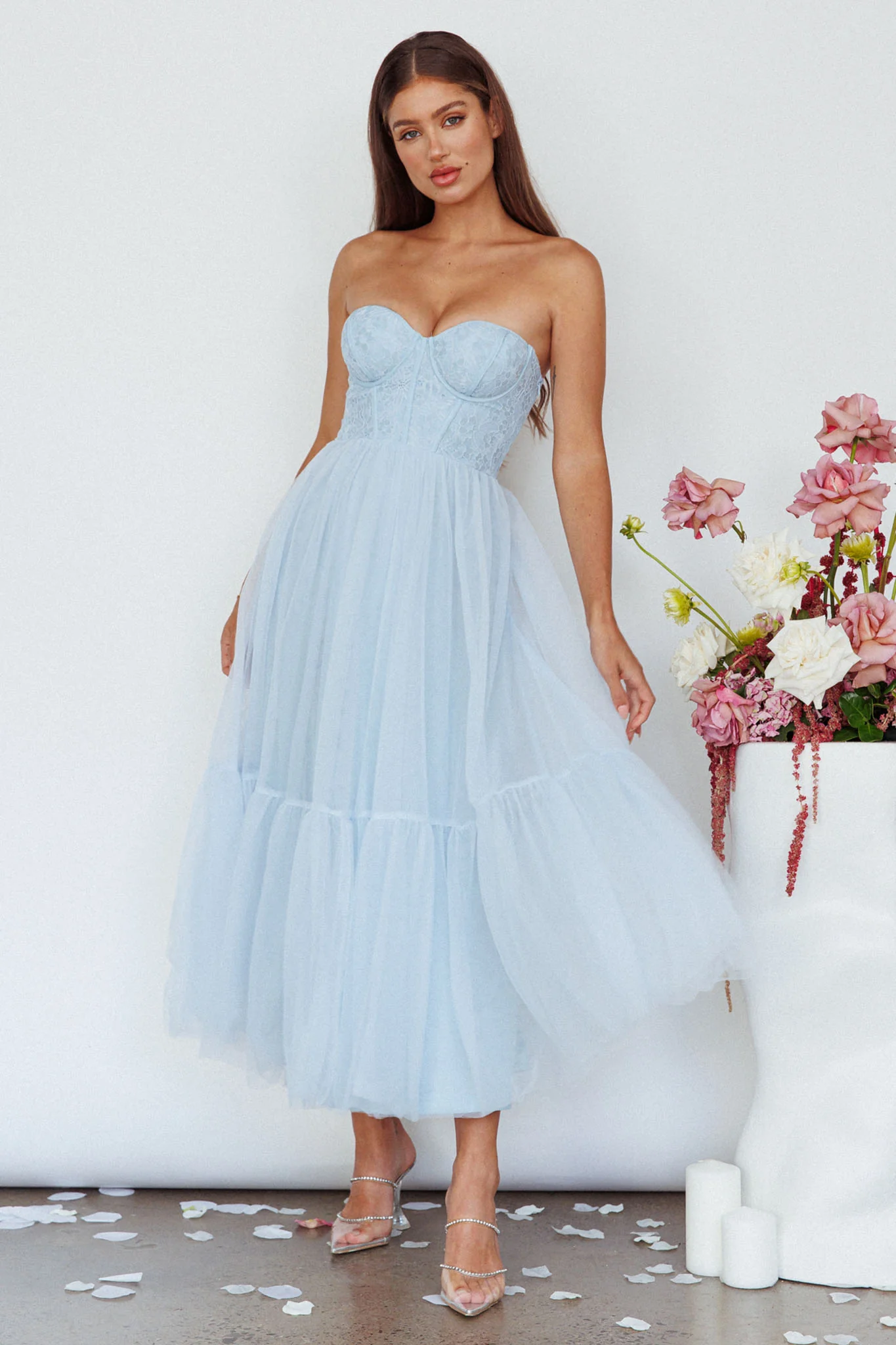 Dancing With Me Sweetheart Tulle Midi Dress Blue - Image 5