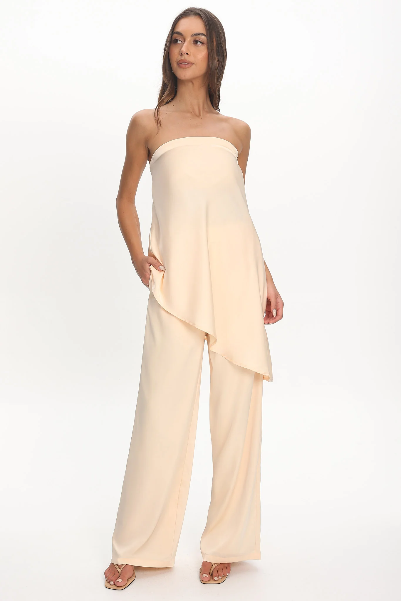 Danita Asymmetric Hem Strapless Top Vanilla - Image 2