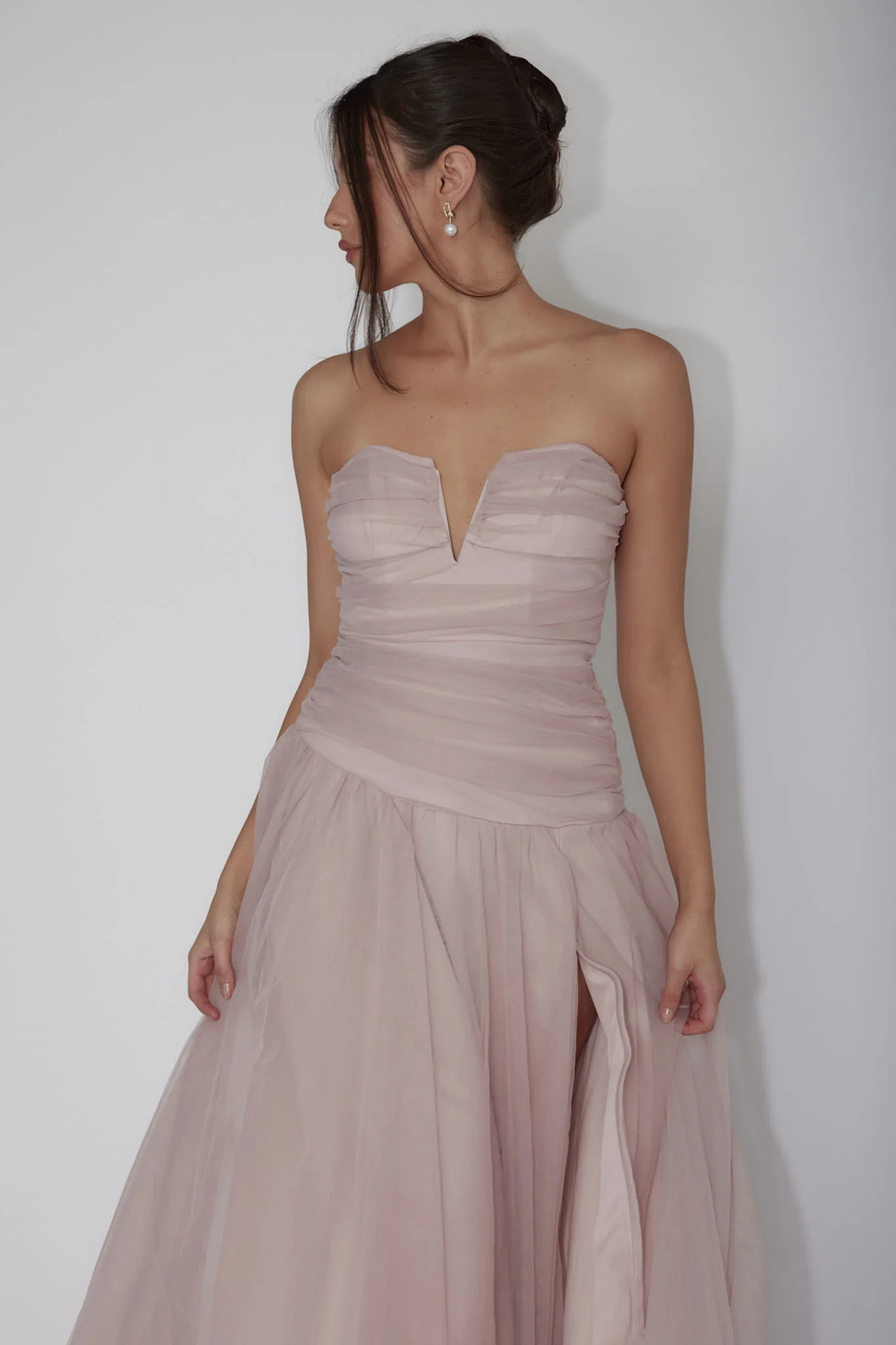 Daphnie Drop Waist Tulle Midi Dress Blush - Image 3