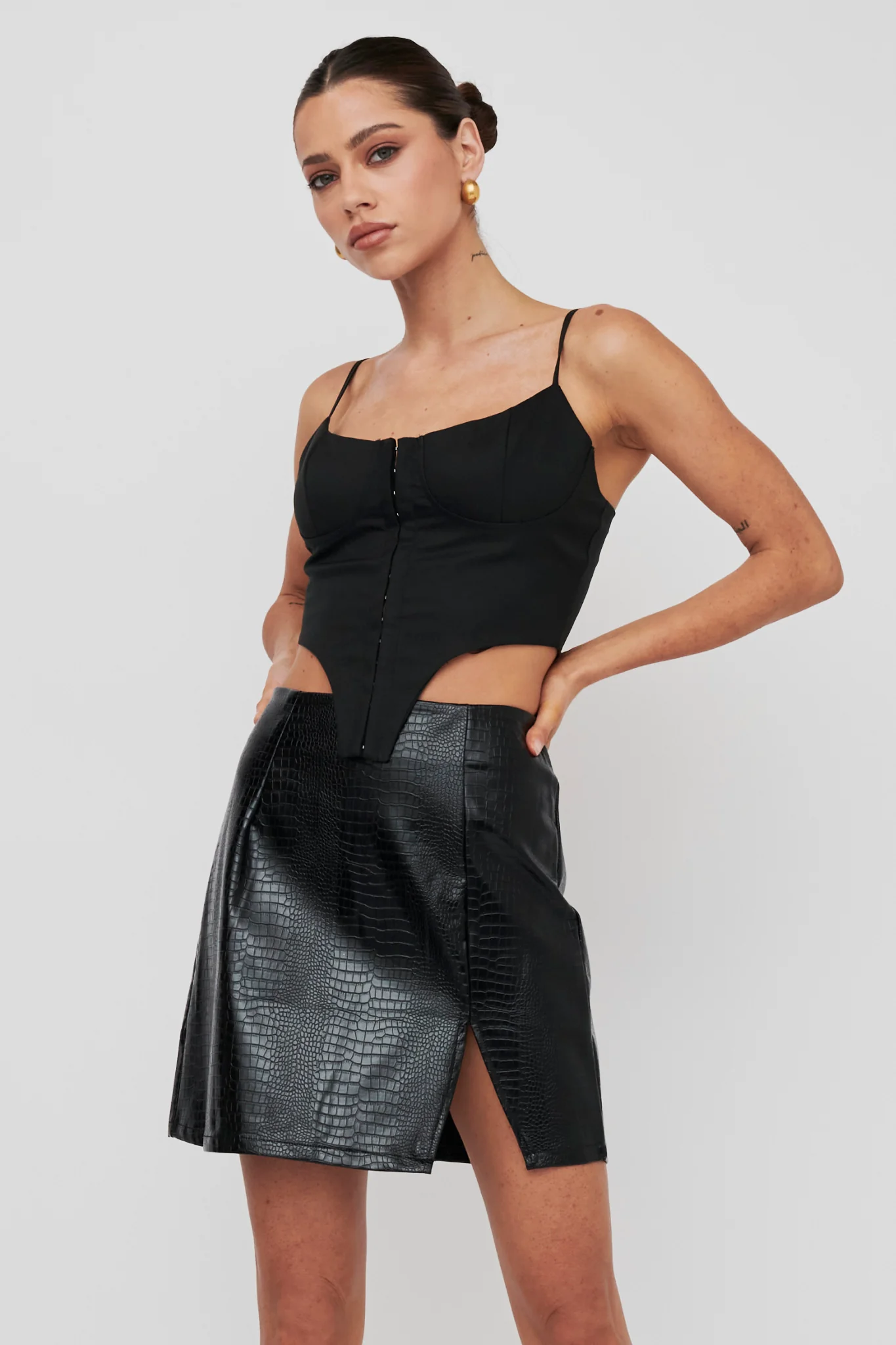Darwin Embossed Mini Skirt Black - Image 5
