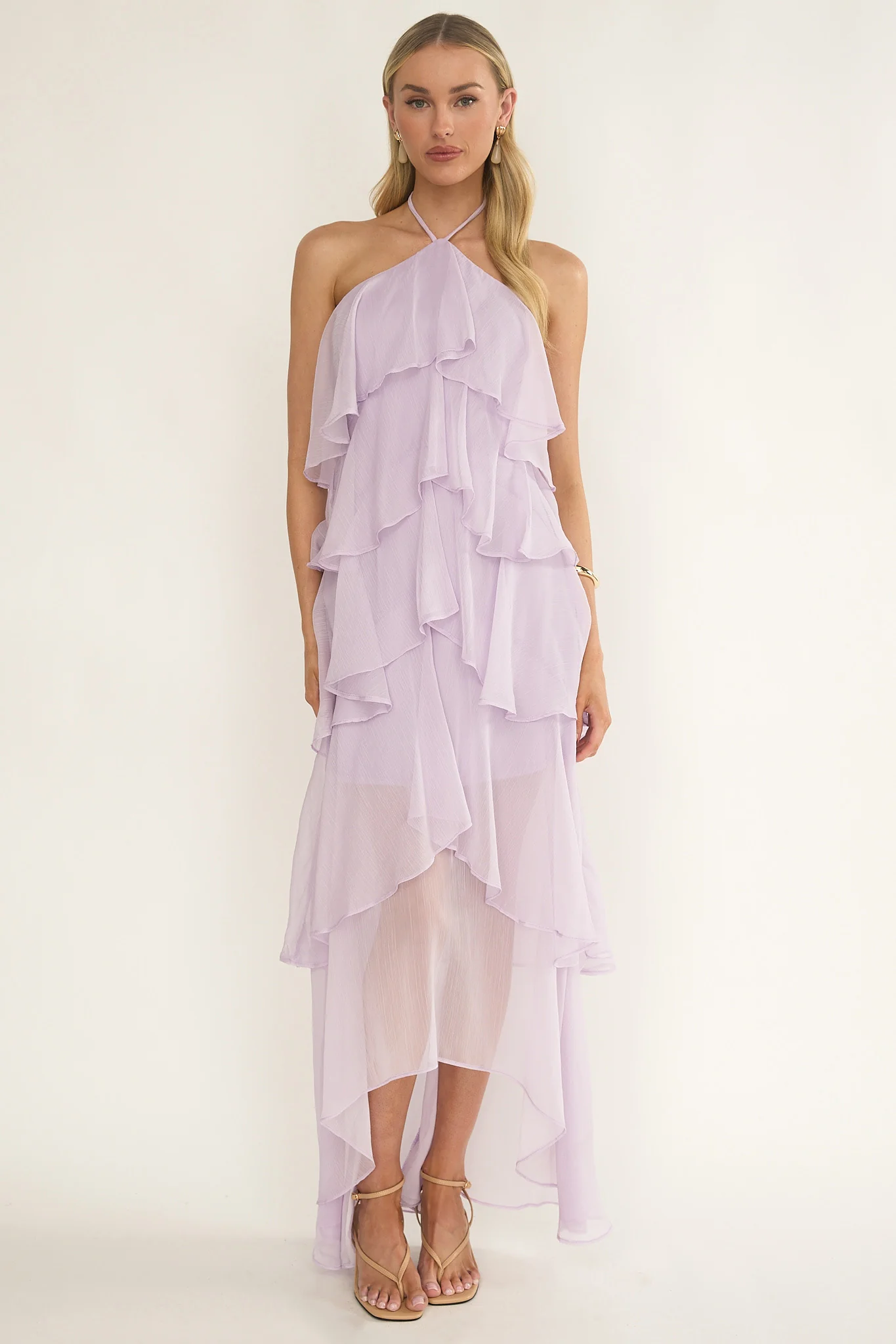 Darylyn Tiered Ruffle Maxi Dress Lilac - Image 4