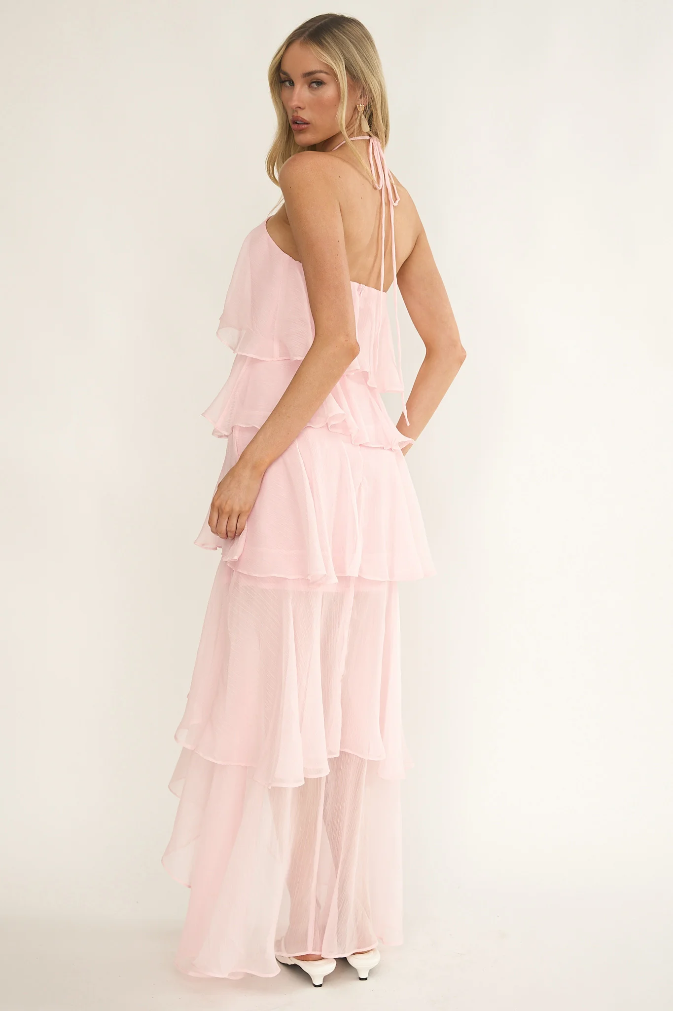 Darylyn Tiered Ruffle Maxi Dress Pink - Image 2