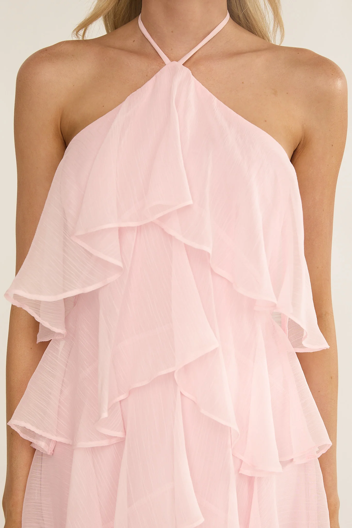 Darylyn Tiered Ruffle Maxi Dress Pink - Image 3