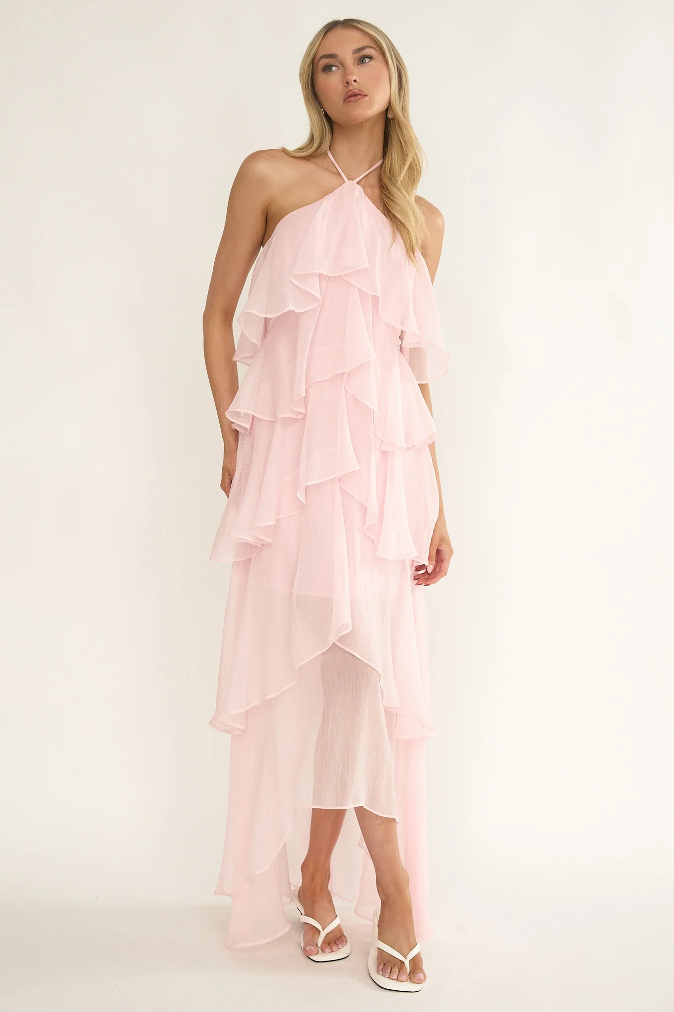 Darylyn Tiered Ruffle Maxi Dress Pink - Image 4