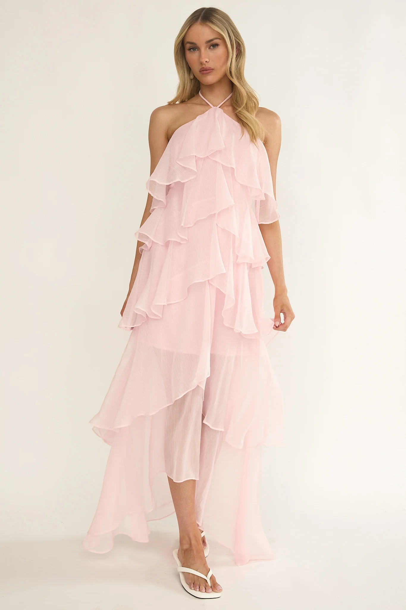 Darylyn Tiered Ruffle Maxi Dress Pink - Image 5
