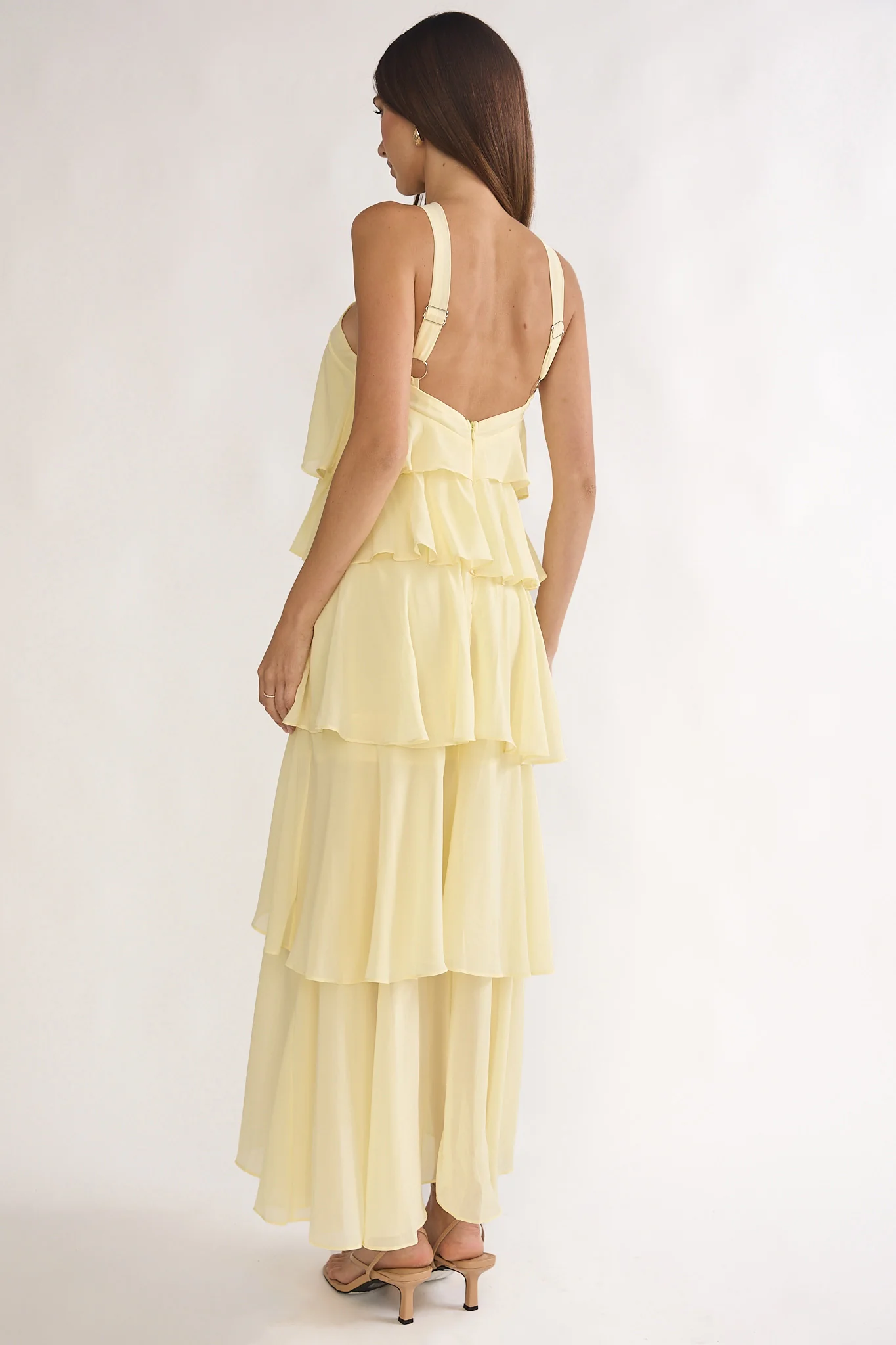 Darylyn Tiered Ruffle Rosette Maxi Dress Yellow - Image 3