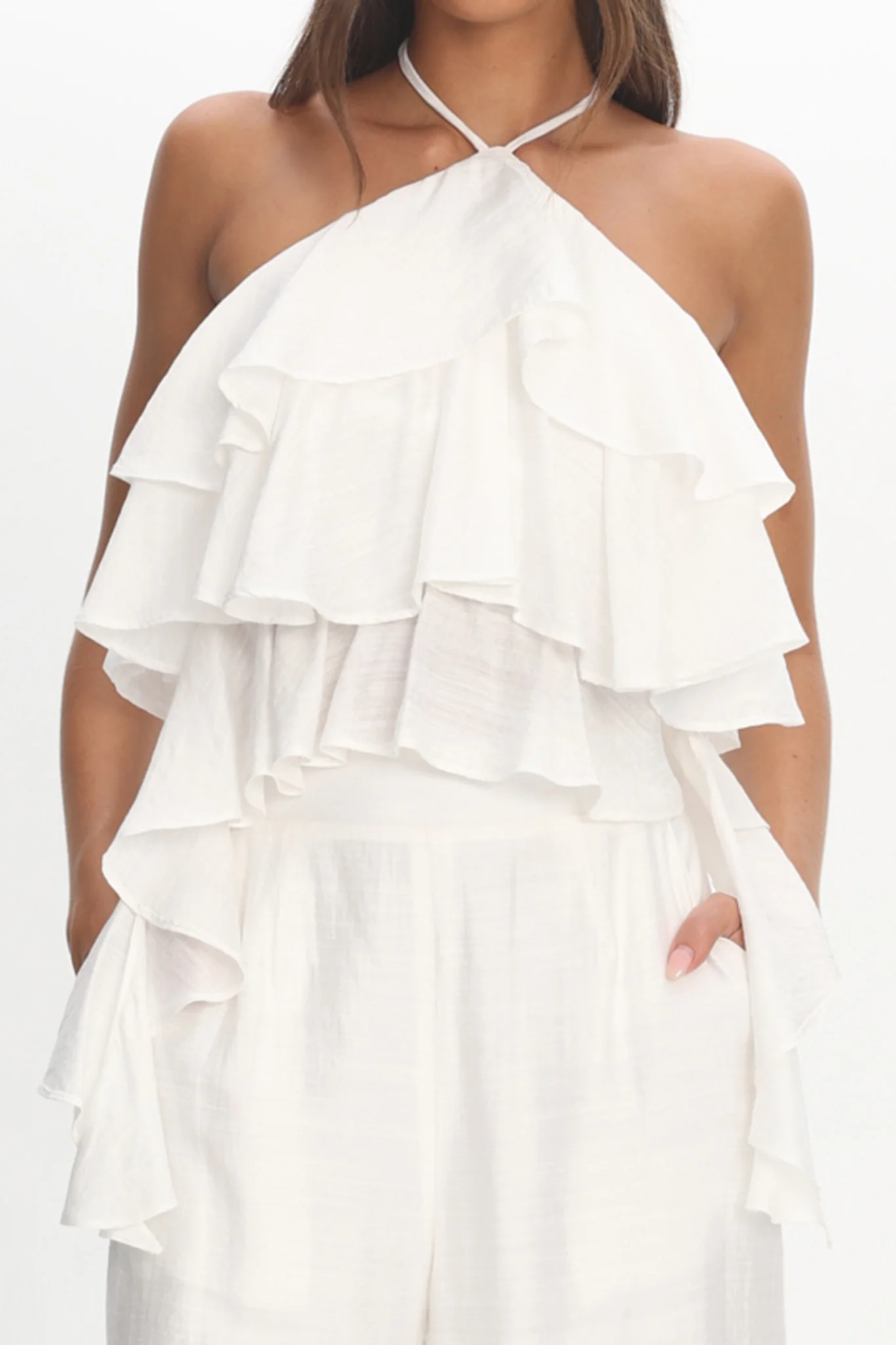 Darylyn Tiered Ruffle Top Off White - Image 4