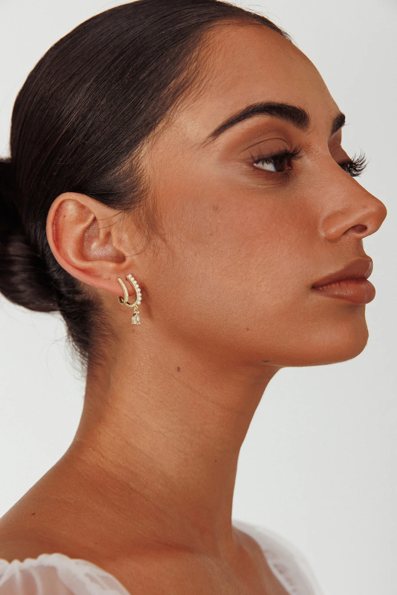 Dawn Double Pierce Illusion Earrings Gold - Image 4