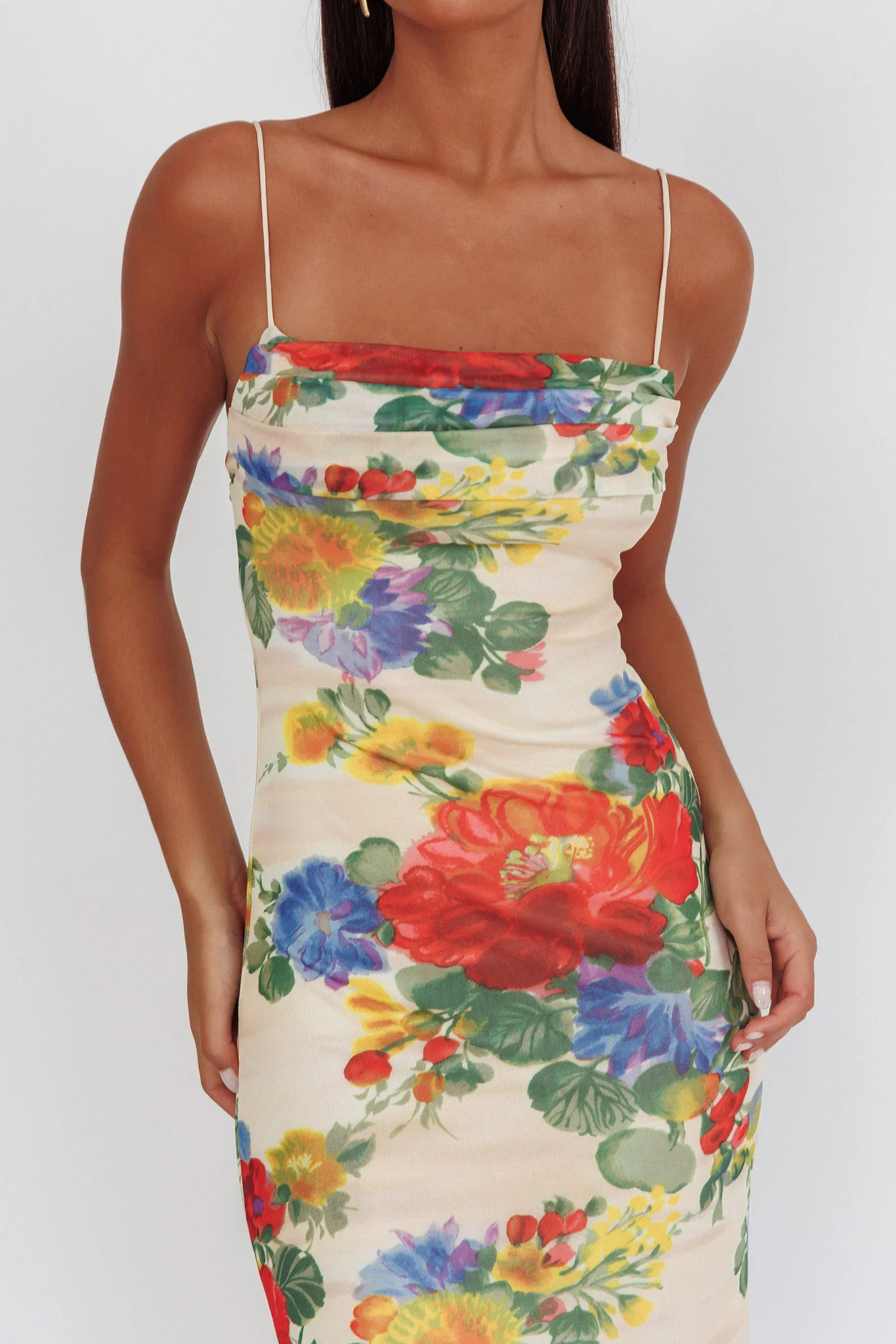 Days Ahead Mesh Overlay Maxi Dress Floral Pink - Image 3