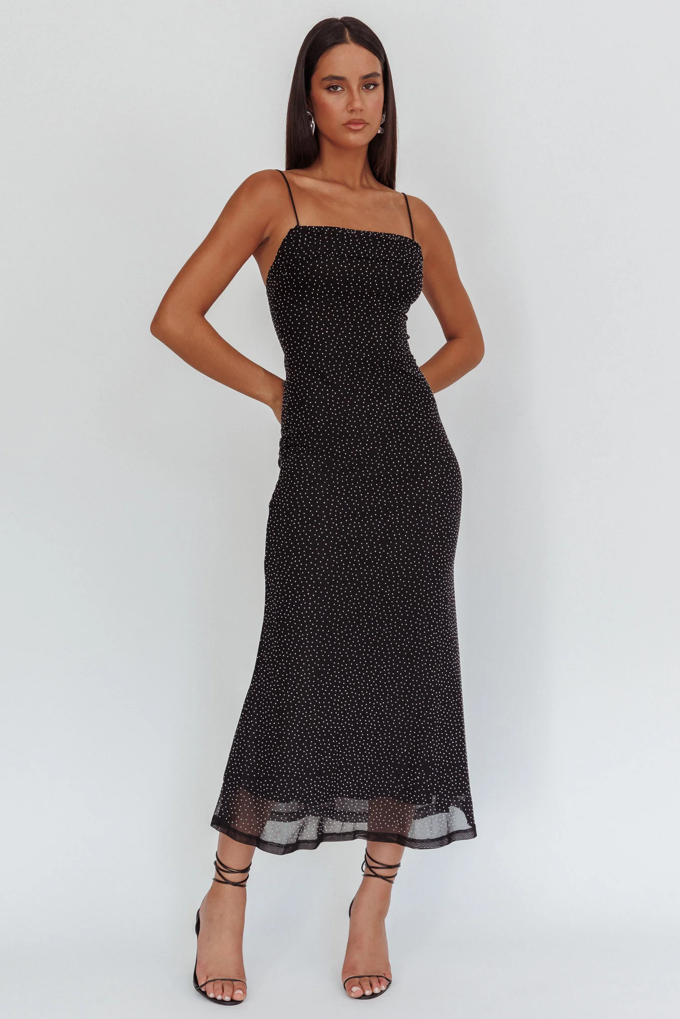 Days Ahead Rhinestone Overlay Maxi Dress Black - Image 5