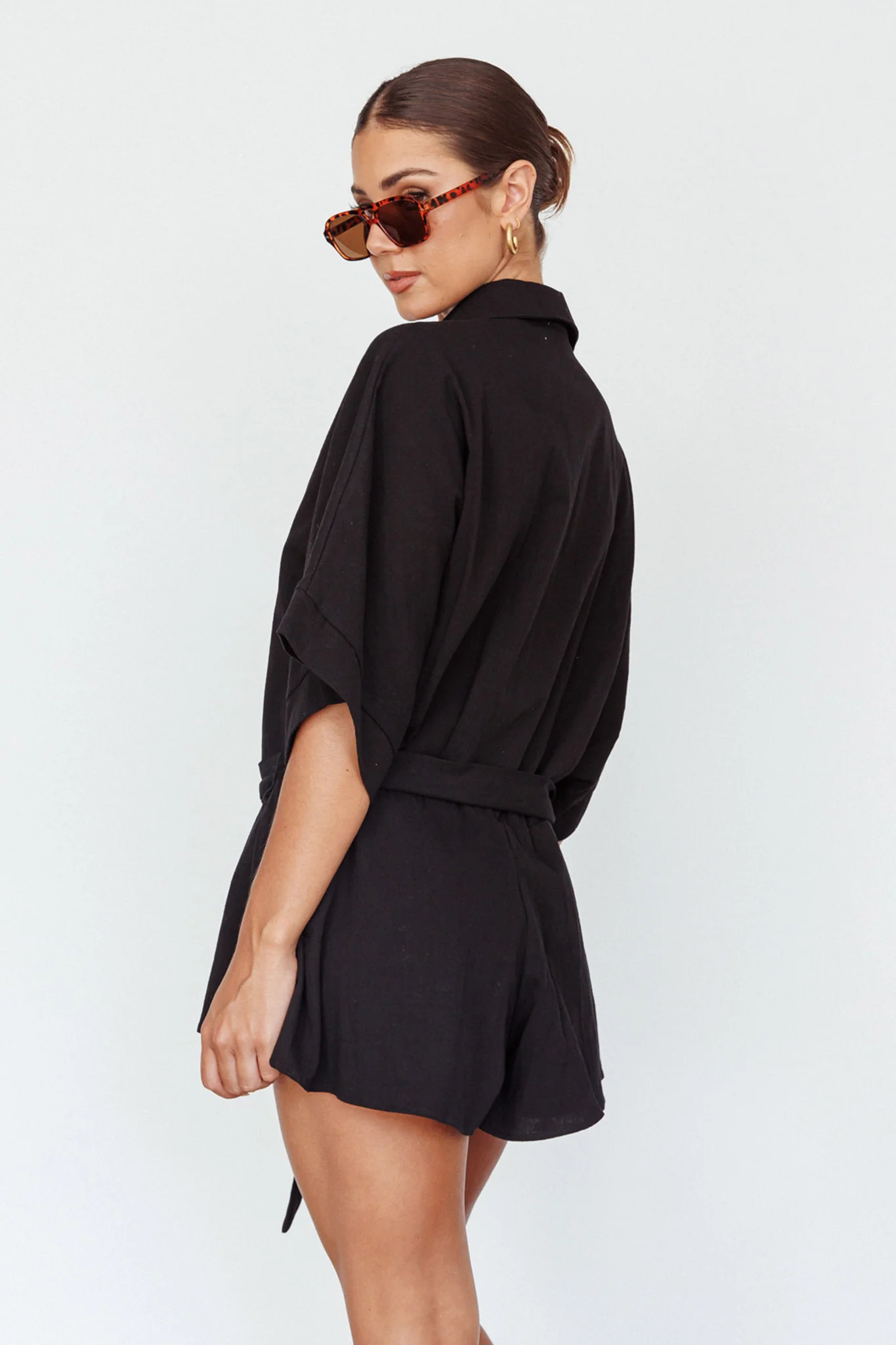 Daytona Beach Button-Up Romper Black - Image 2