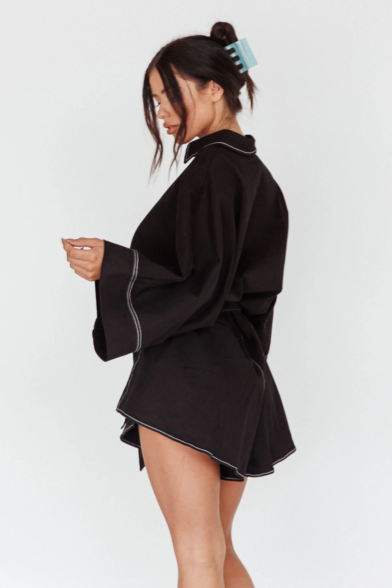 Daytona Beach Long Sleeve Shirt Romper Black - Image 2