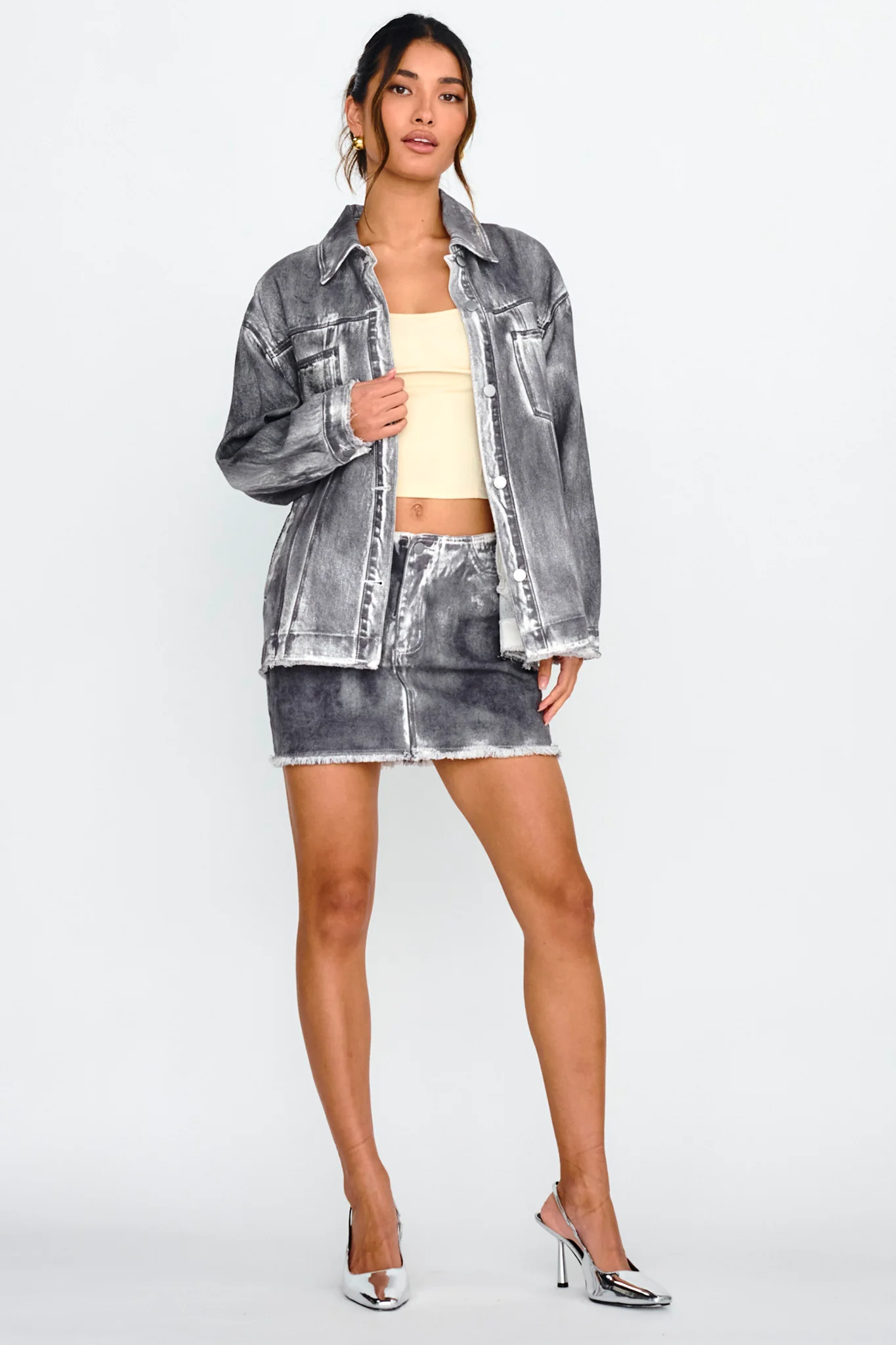 Decoy Distressed Jean Jacket Black/White - Image 3