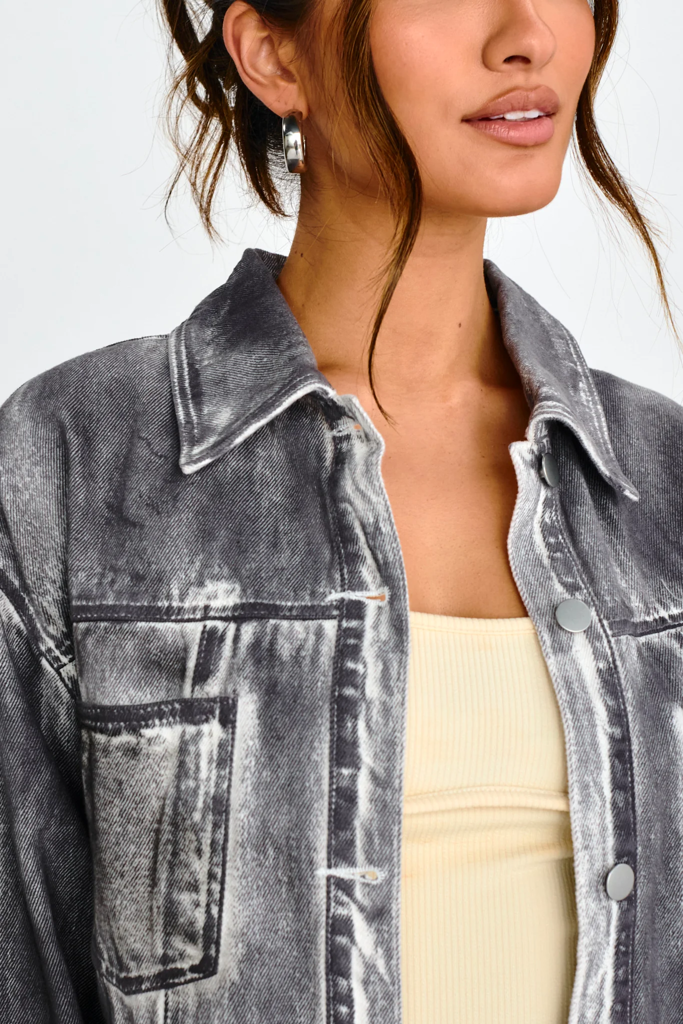 Decoy Distressed Jean Jacket Black/White - Image 4