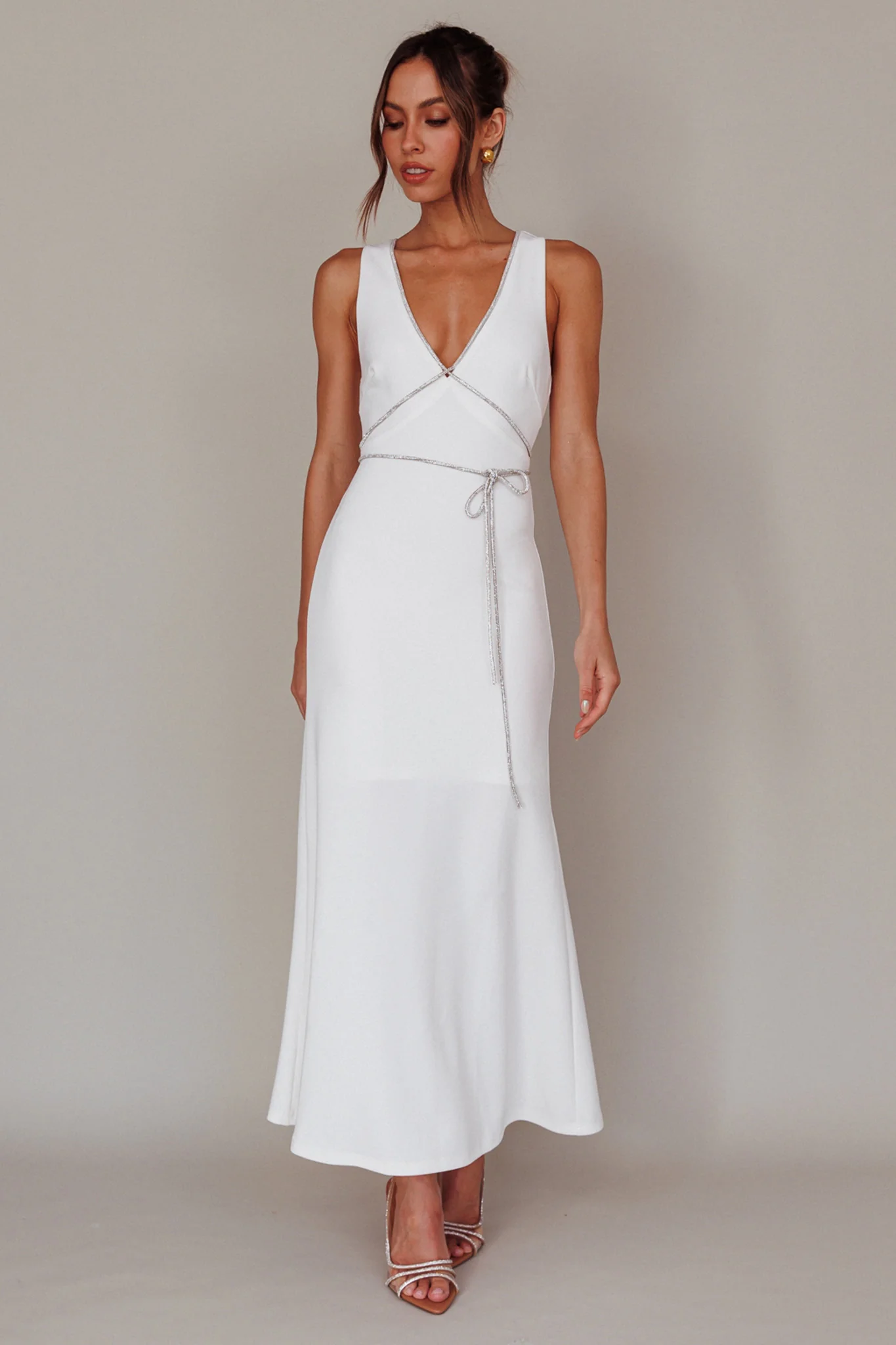 Del Sol Diamante Rope Maxi Dress White - Image 6
