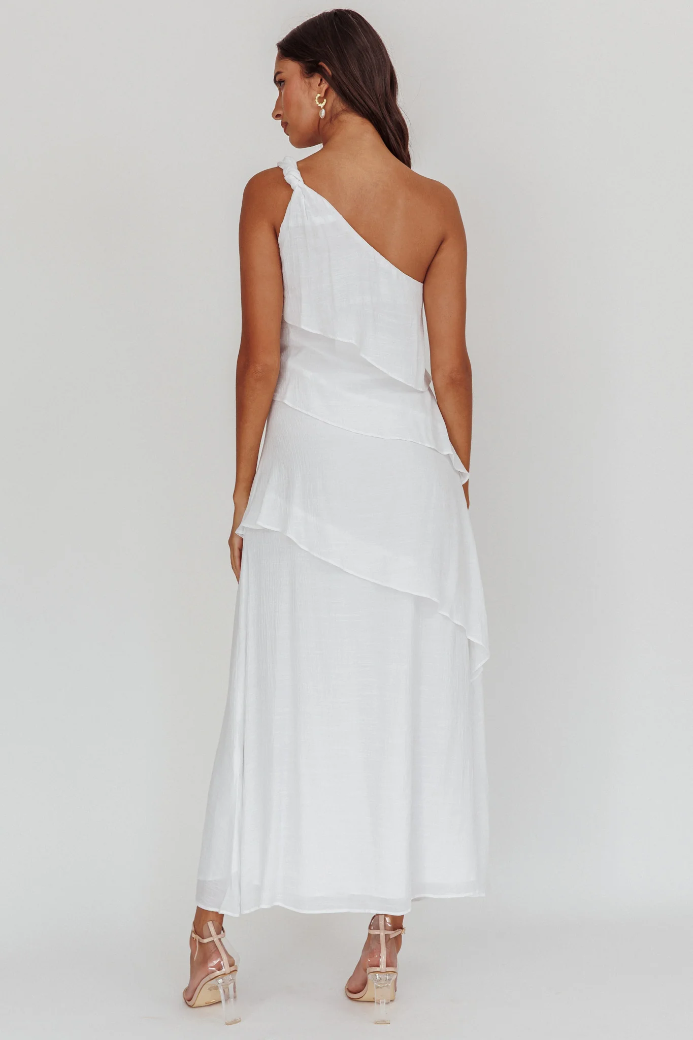 Delwyn One-Shoulder Maxi Dress White - Image 2